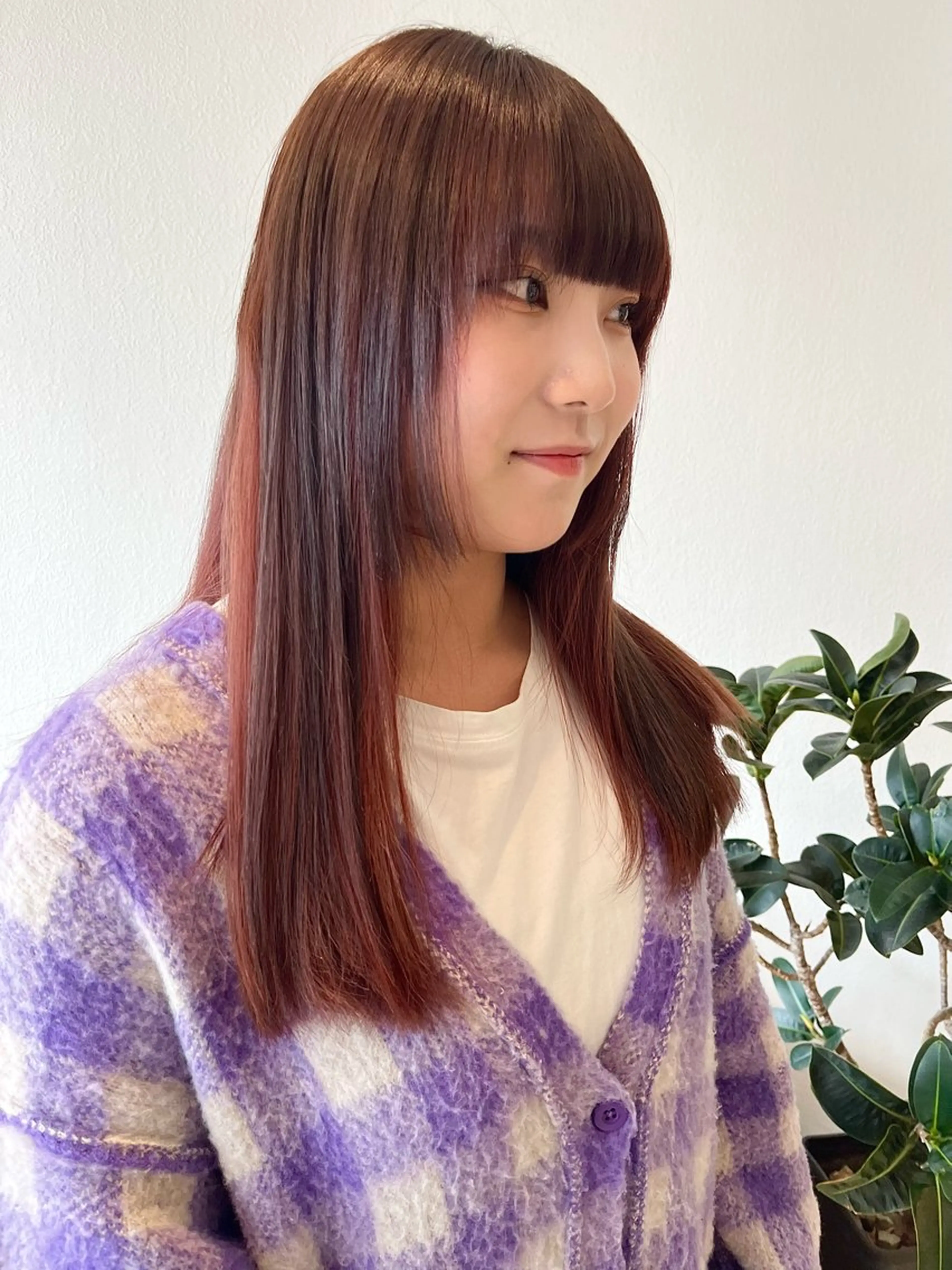 セミロング カラー パーマ ヘアアレンジ ちひろ /似合わせカラーのヘアスタイル