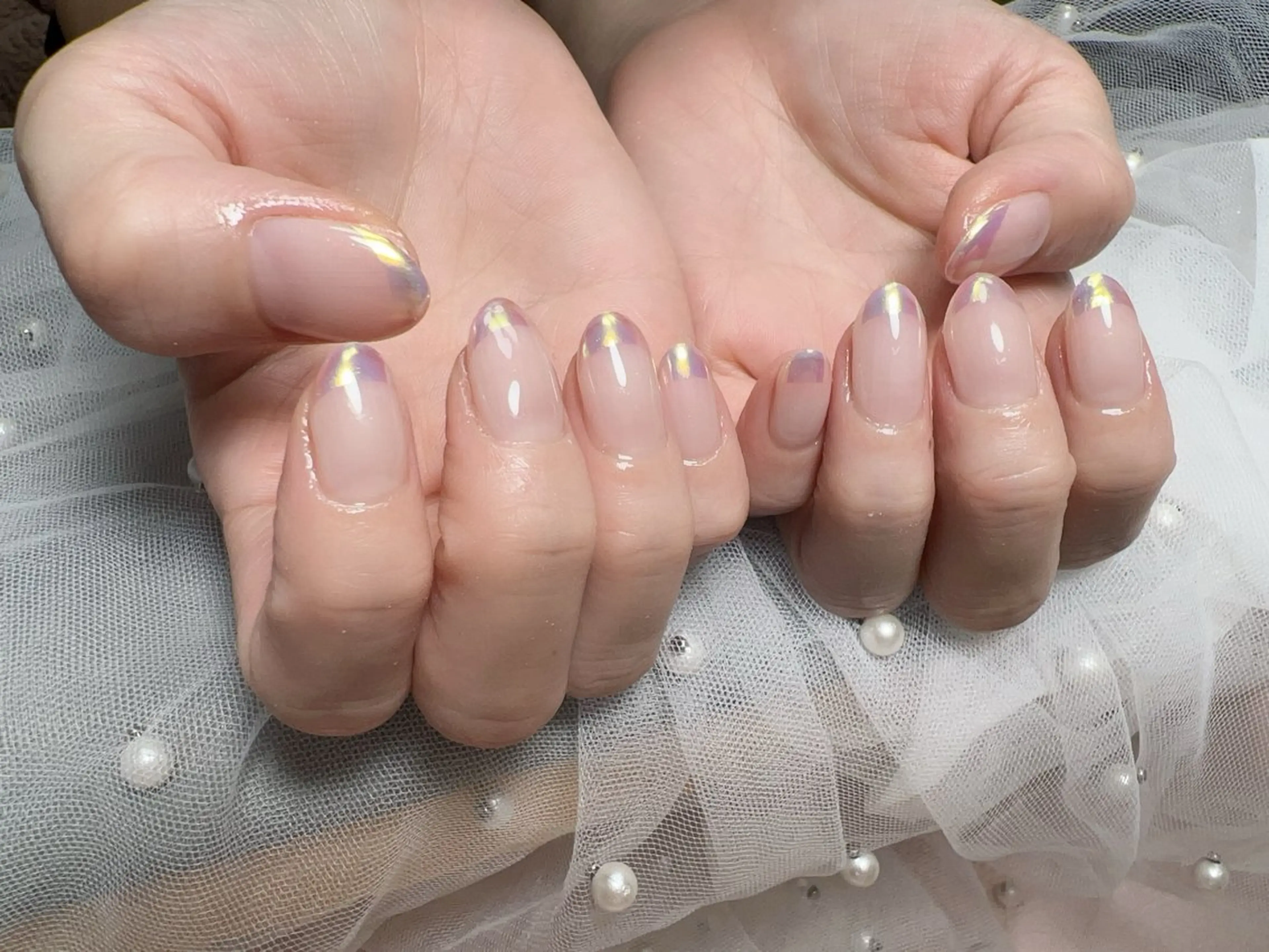 ネイル オーロラネイル フレンチネイル ハンドネイル Nail NaNaのネイルデザイン