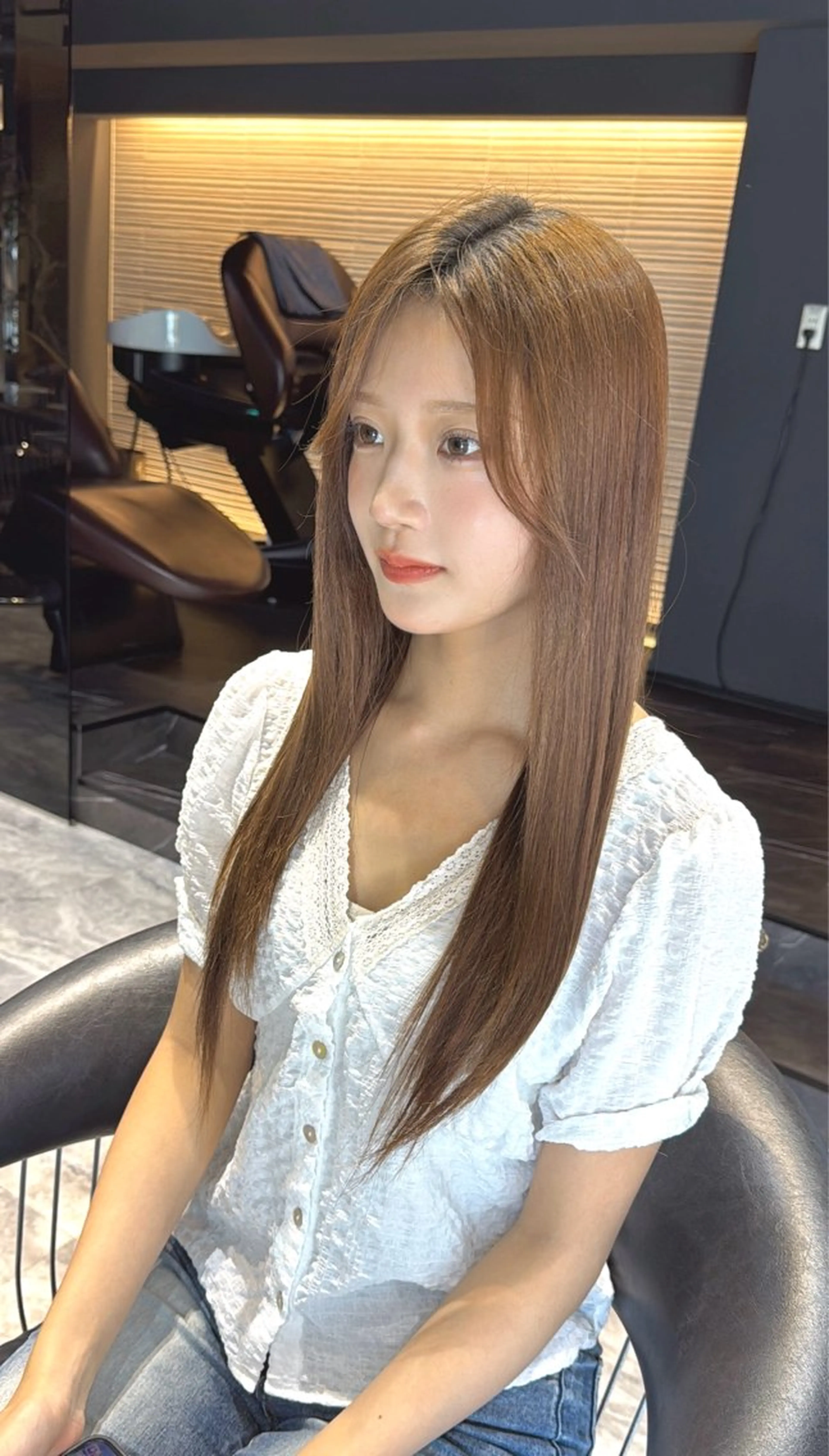 ロング 学生 酸性ストレート ヘアカラー 縮毛矯正 トリートメント 酸性ストレート/ 透明感カラー/中村利のヘアスタイル
