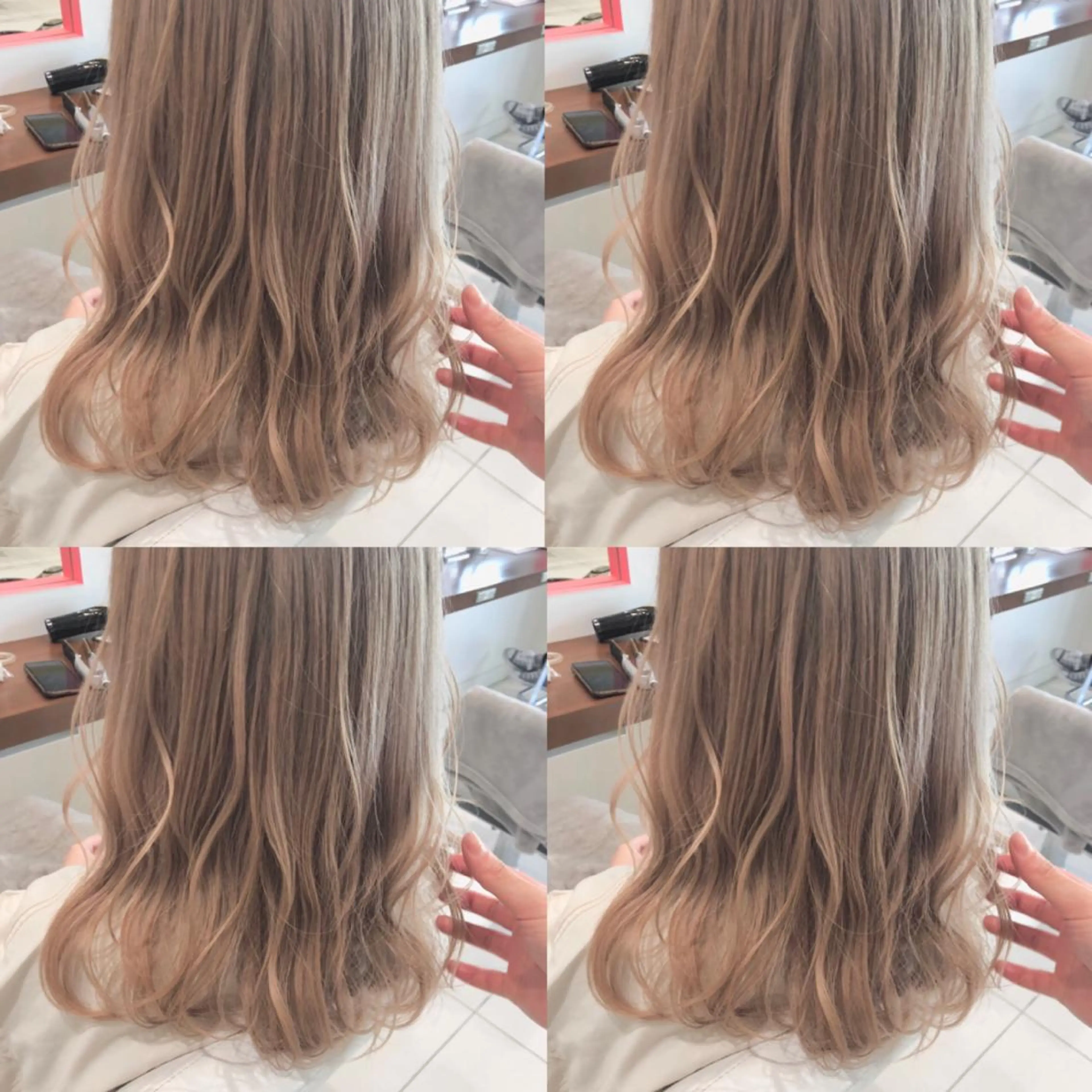 セミロング カラー ベージュカラー ブリーチ ホワイトベージュ ウルフカット ハッシュカット/七海のヘアスタイル