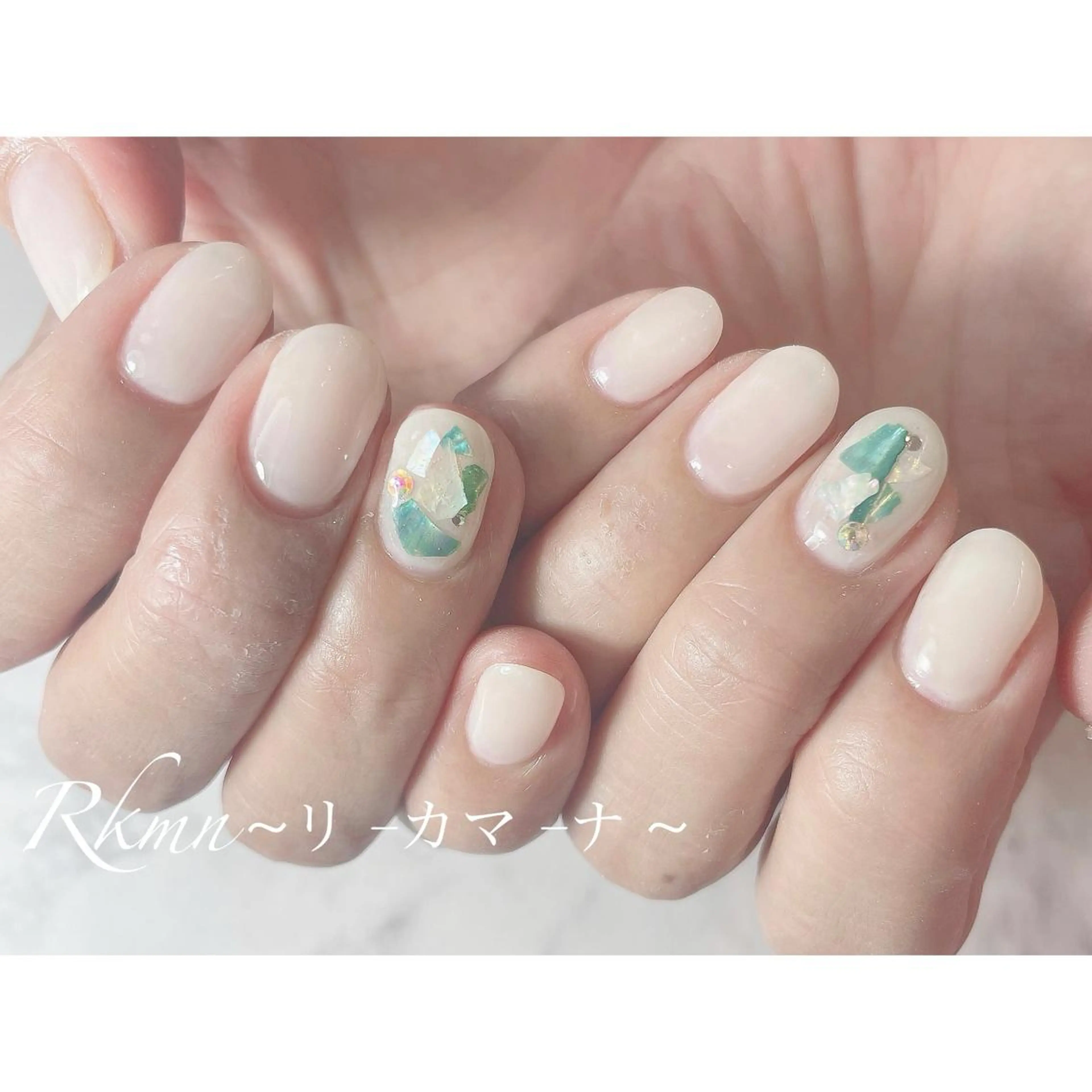 ネイル アートネイル 春ネイル ホワイト ハンドネイル フットネイル ハンドケア Rkmn ~リ-カマ-ナ~のネイルデザイン