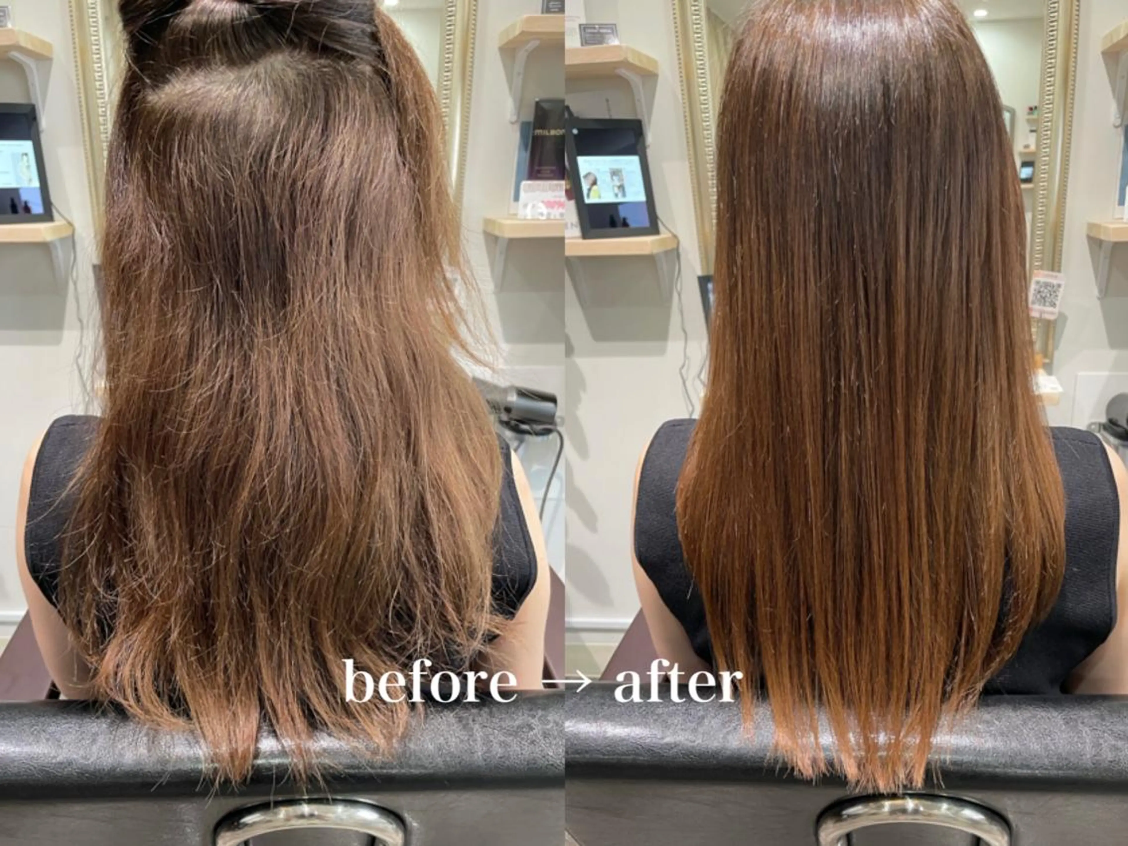 セミロング 酸性ストレート ayaka 髪質改善レイヤー艶髪のヘアスタイル