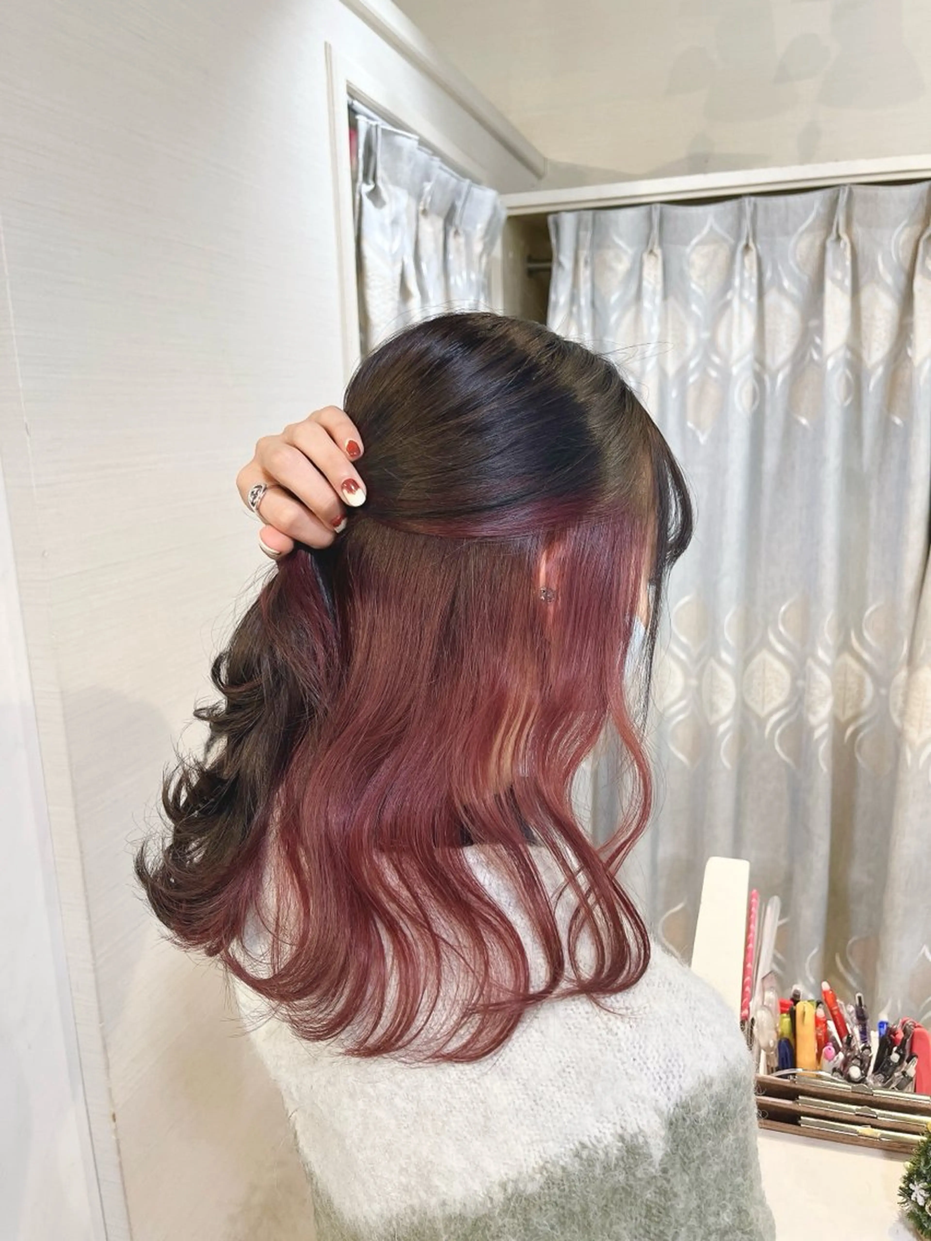 セミロング カラー レッドカラー ヘアカラー カラー職人 なかもと たつひろのヘアスタイル