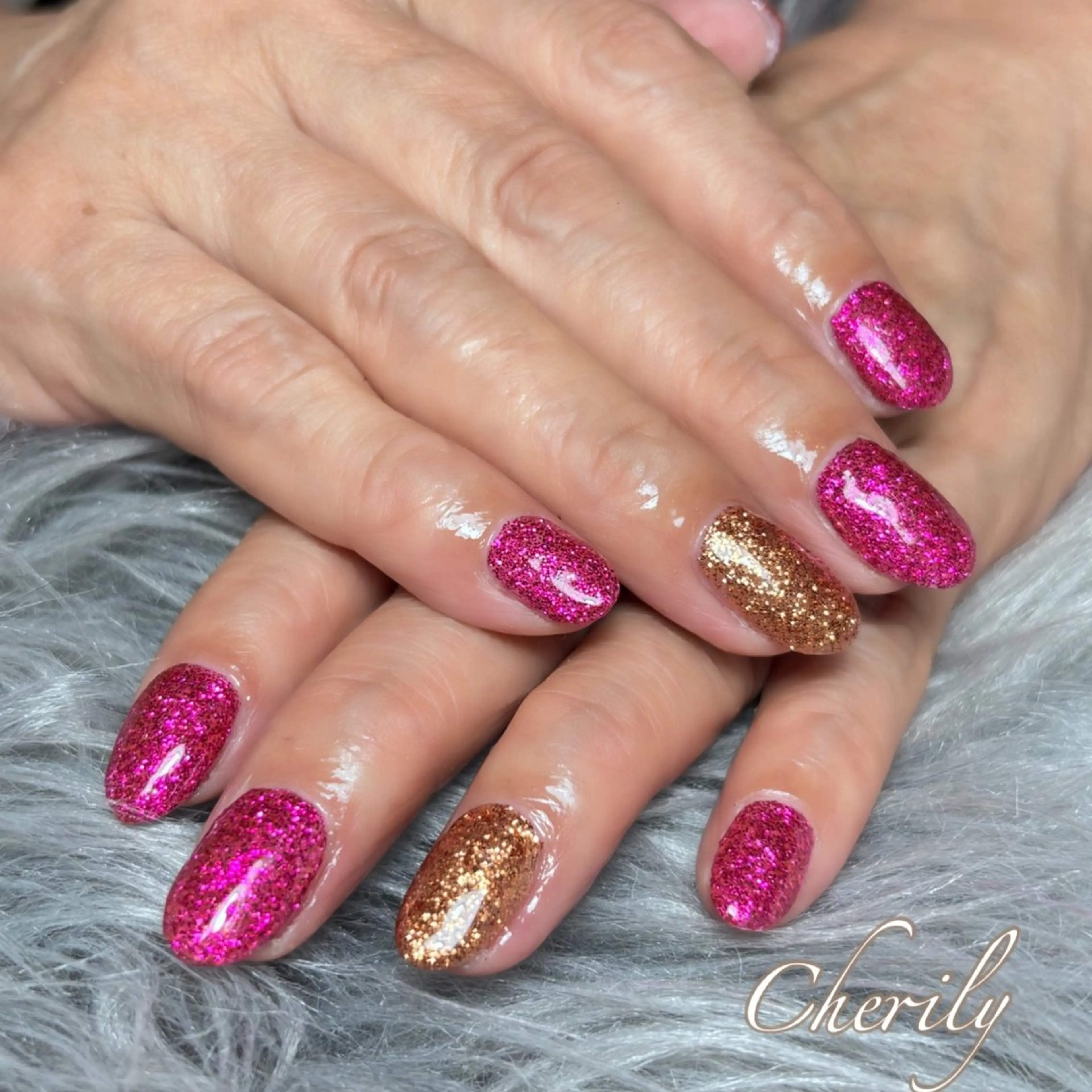 ネイル ラメ(グリッター) ハンドネイル CHERILY SAKURAのネイルデザイン