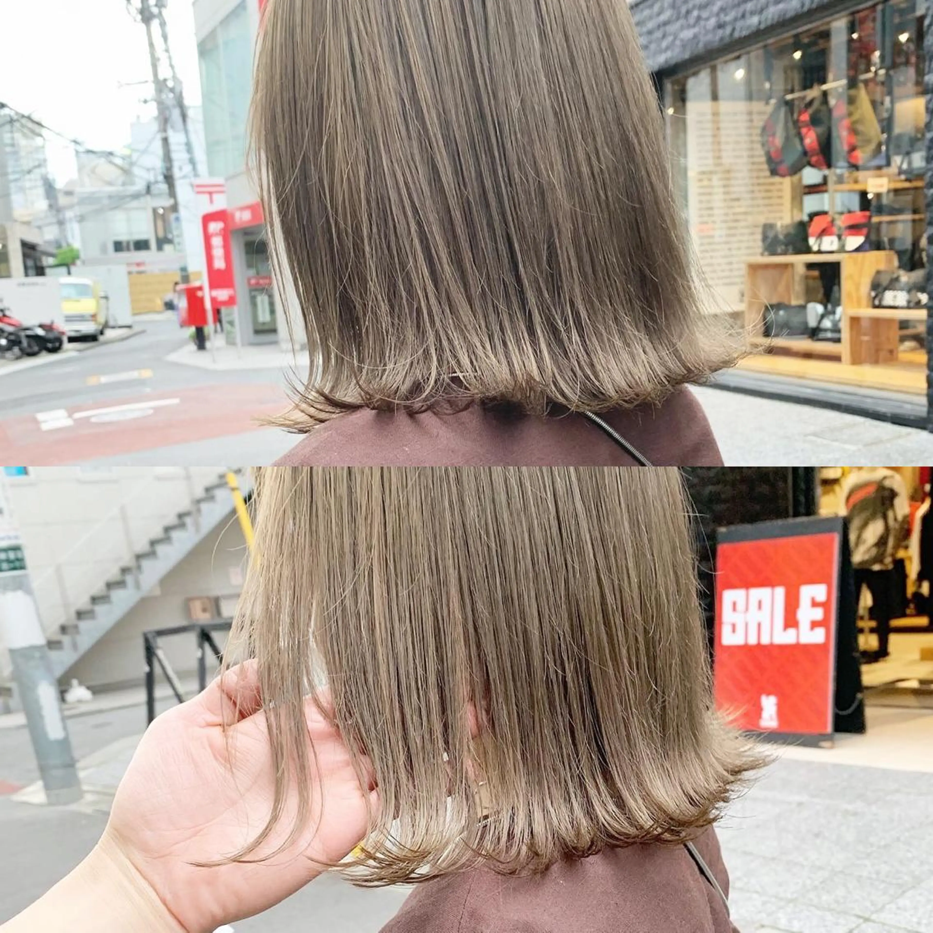 ショート カラー ハイトーンボブ 前田 表参道　グレージュのヘアスタイル