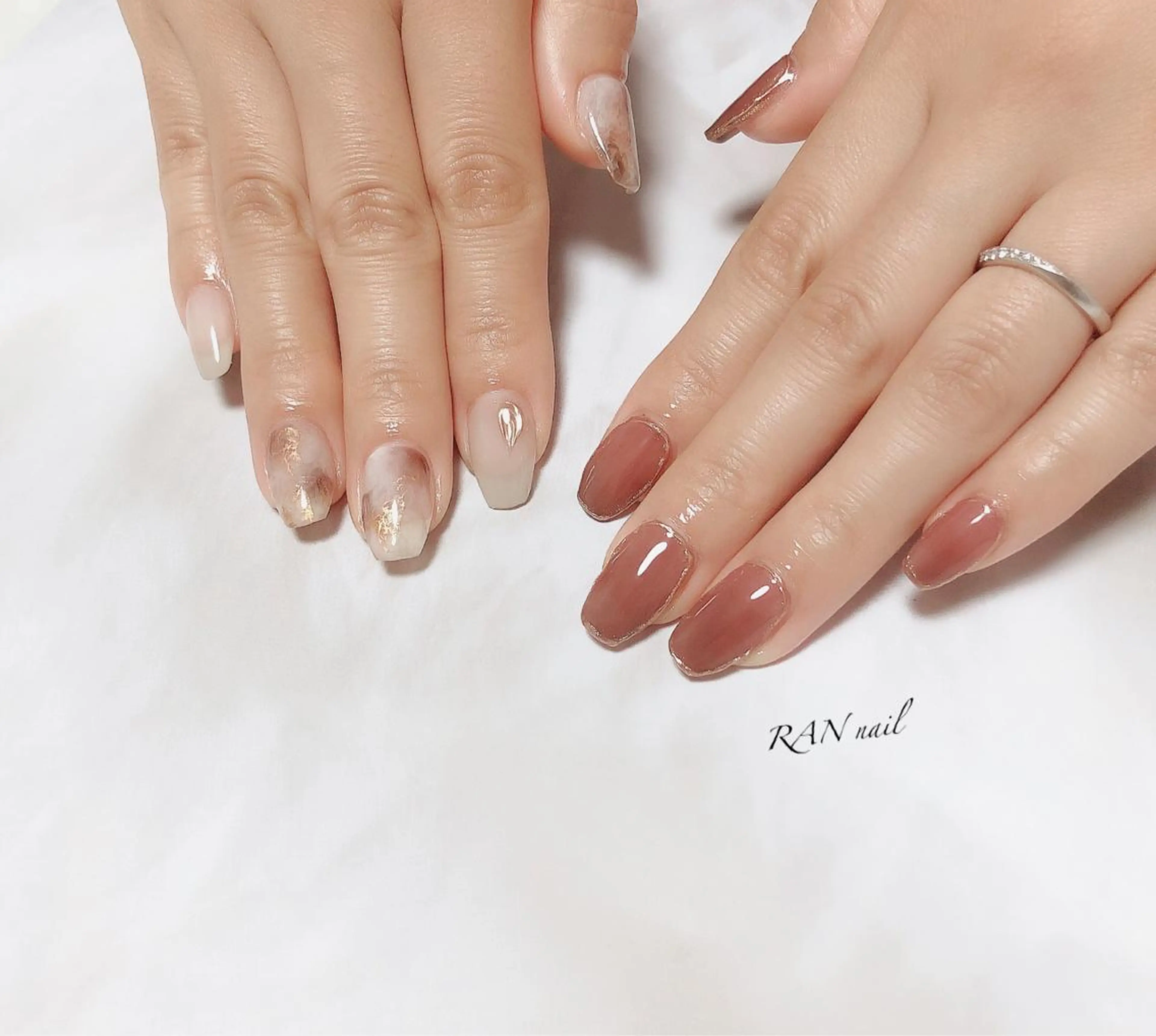 ネイル フットネイル ミラーネイル ニュアンスネイル オフィスネイル ワンカラーネイル ハンドネイル フットネイル RAN nailのネイルデザイン