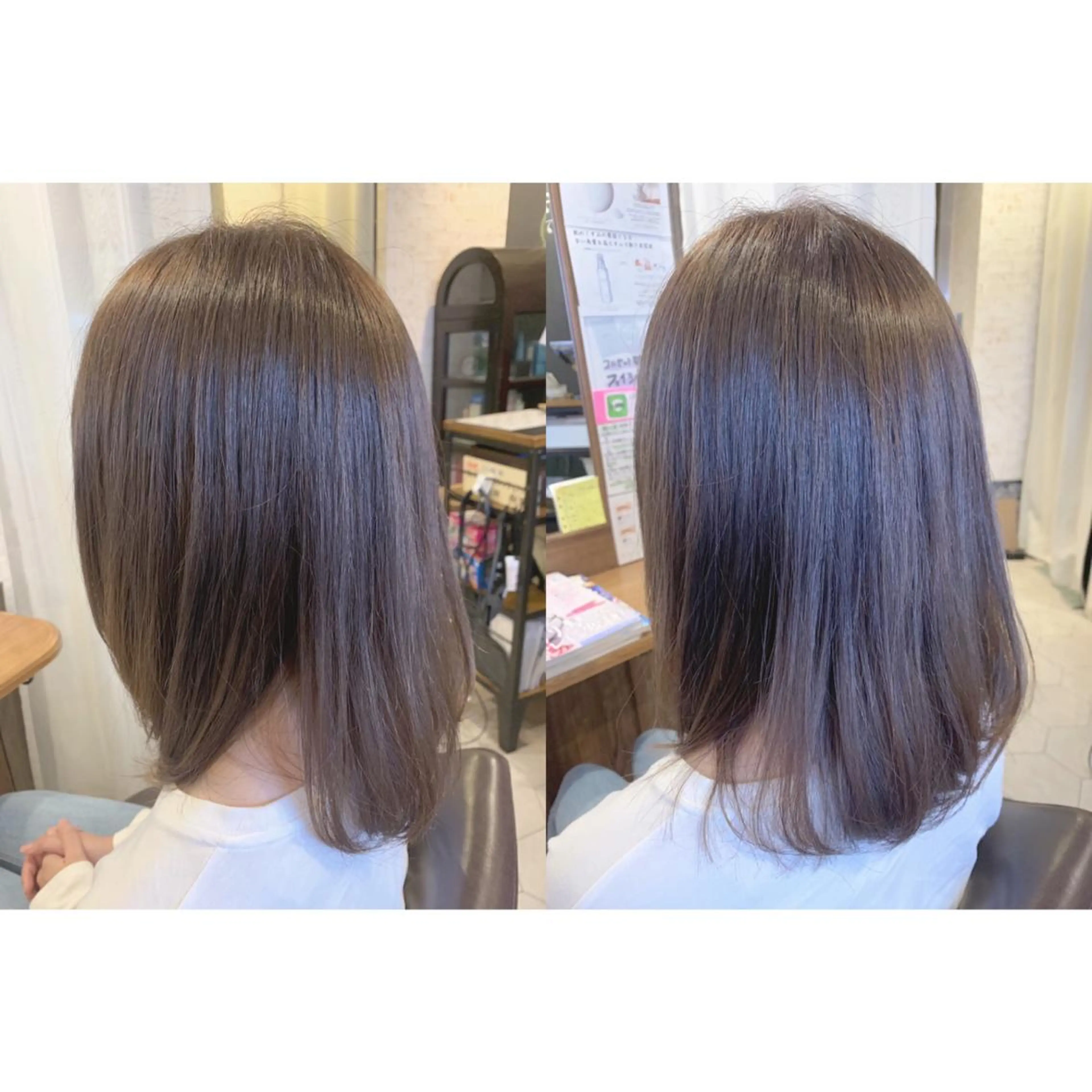 ミディアム アッシュ オルチャンヘア ✨縮毛矯正✨髪質改善 ナカシマ ユミのヘアスタイル