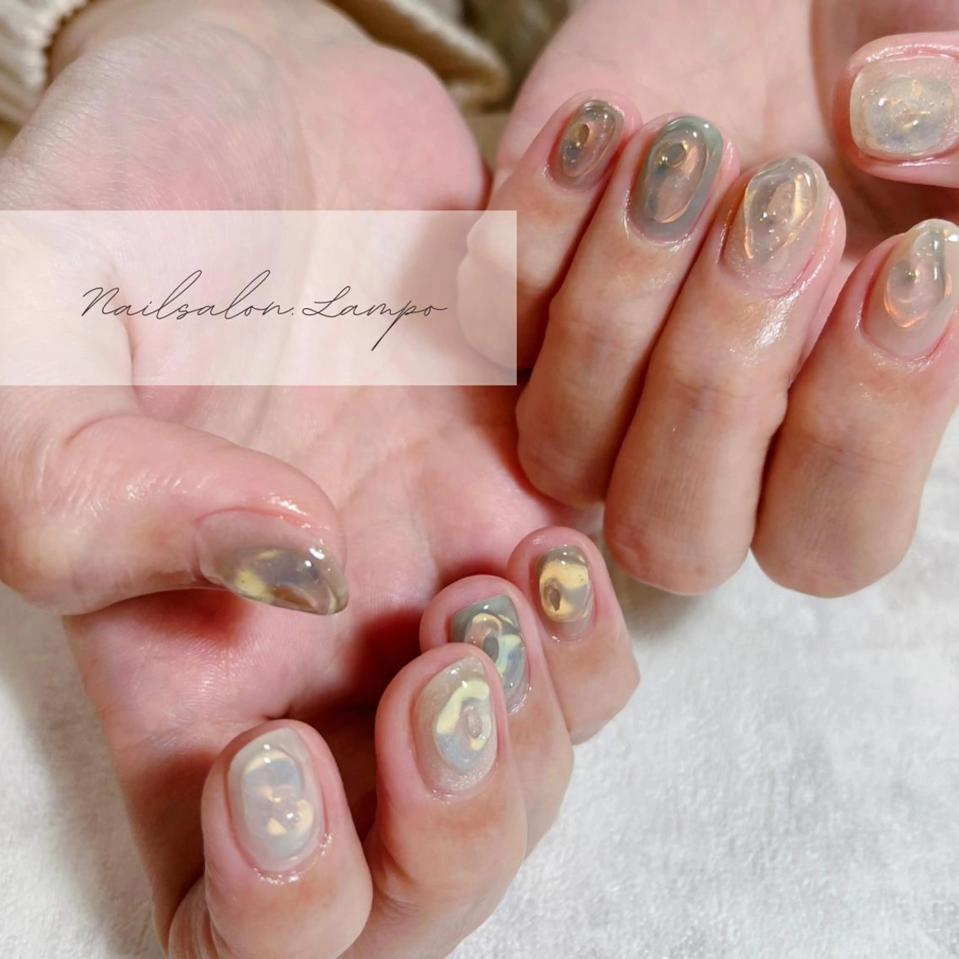 ネイル 氷ネイル・うるうるネイル ニュアンスネイル lampo yukoのネイルデザイン