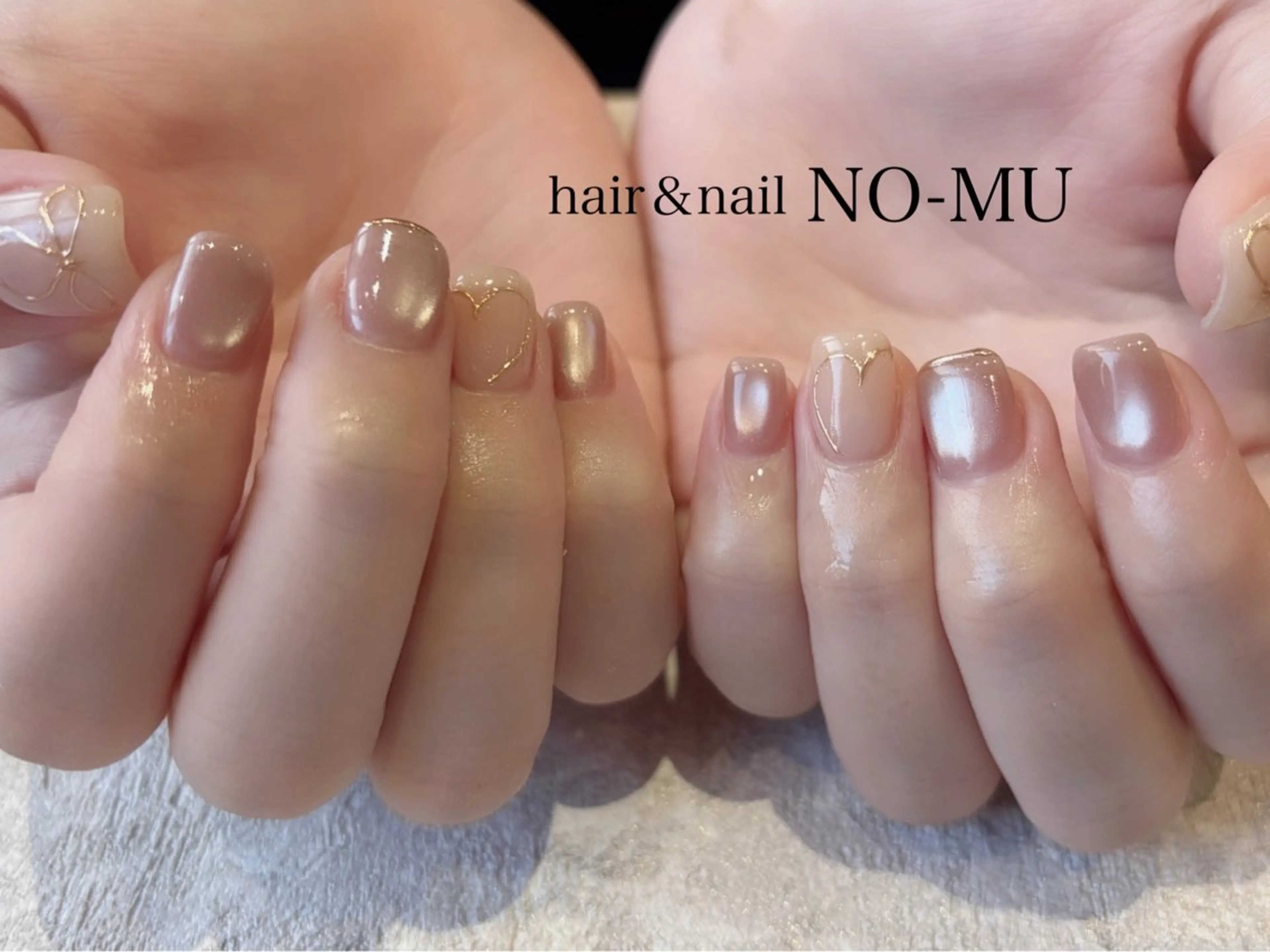 ネイル ハート ミラーネイル ハンドネイル hair＆nail NO-MUのネイルデザイン