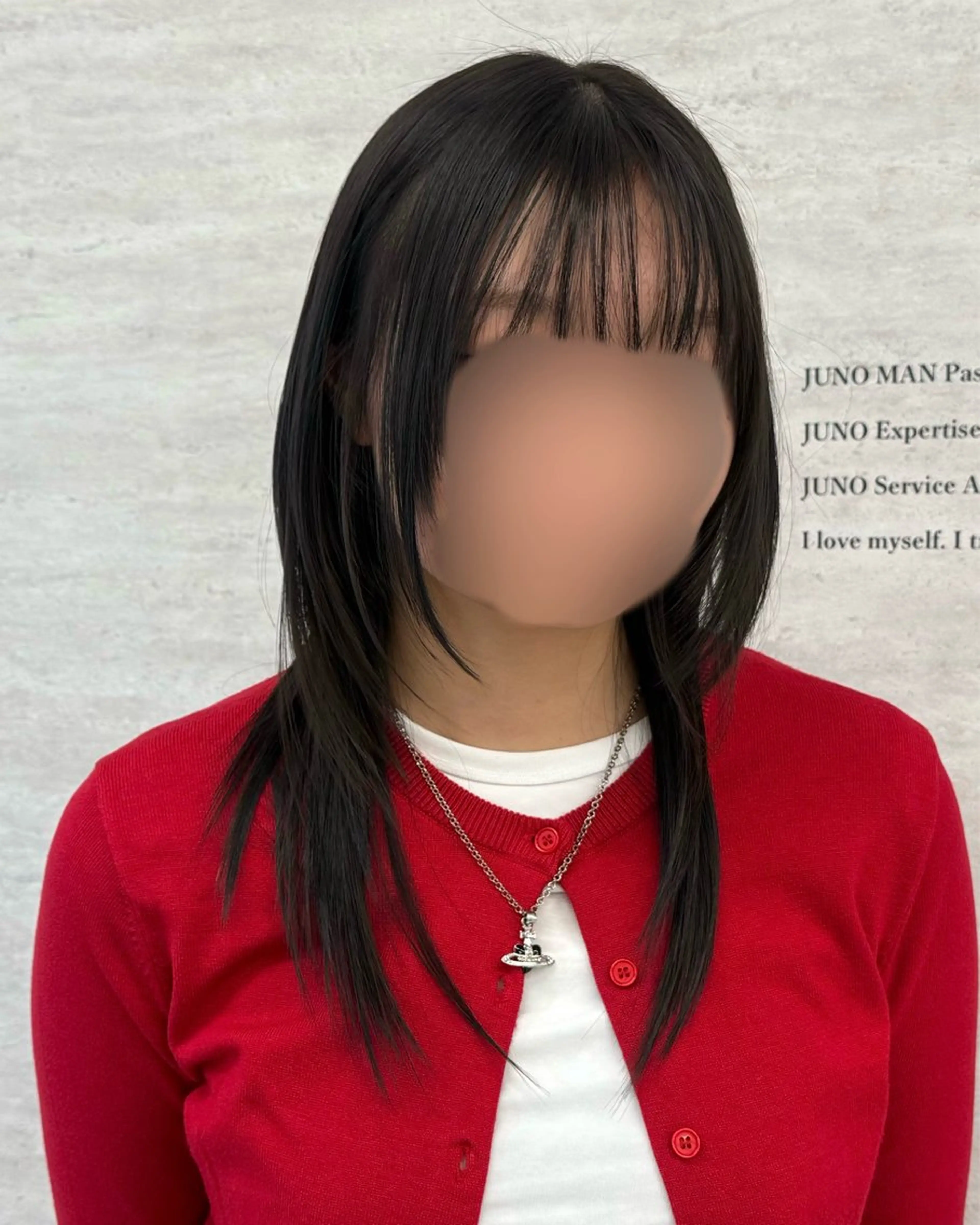 ロング パープルカラー レイヤーカット 韓国リアルハッシュ レイヤーカットのヘアスタイル