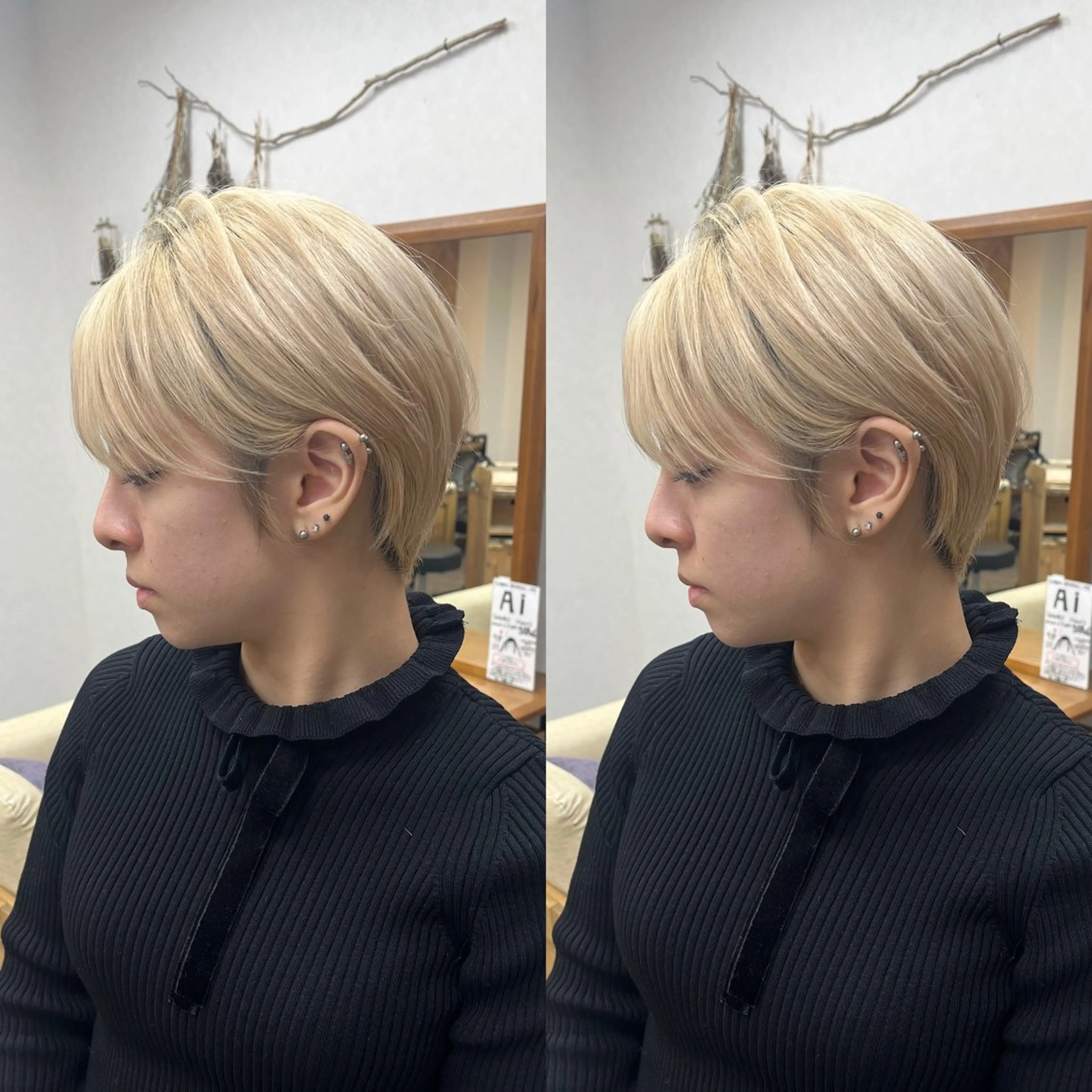 ショート ショートヘア ヘアカラー トリートメント issy/ハイライト ハイトーン／レイヤーのヘアスタイル