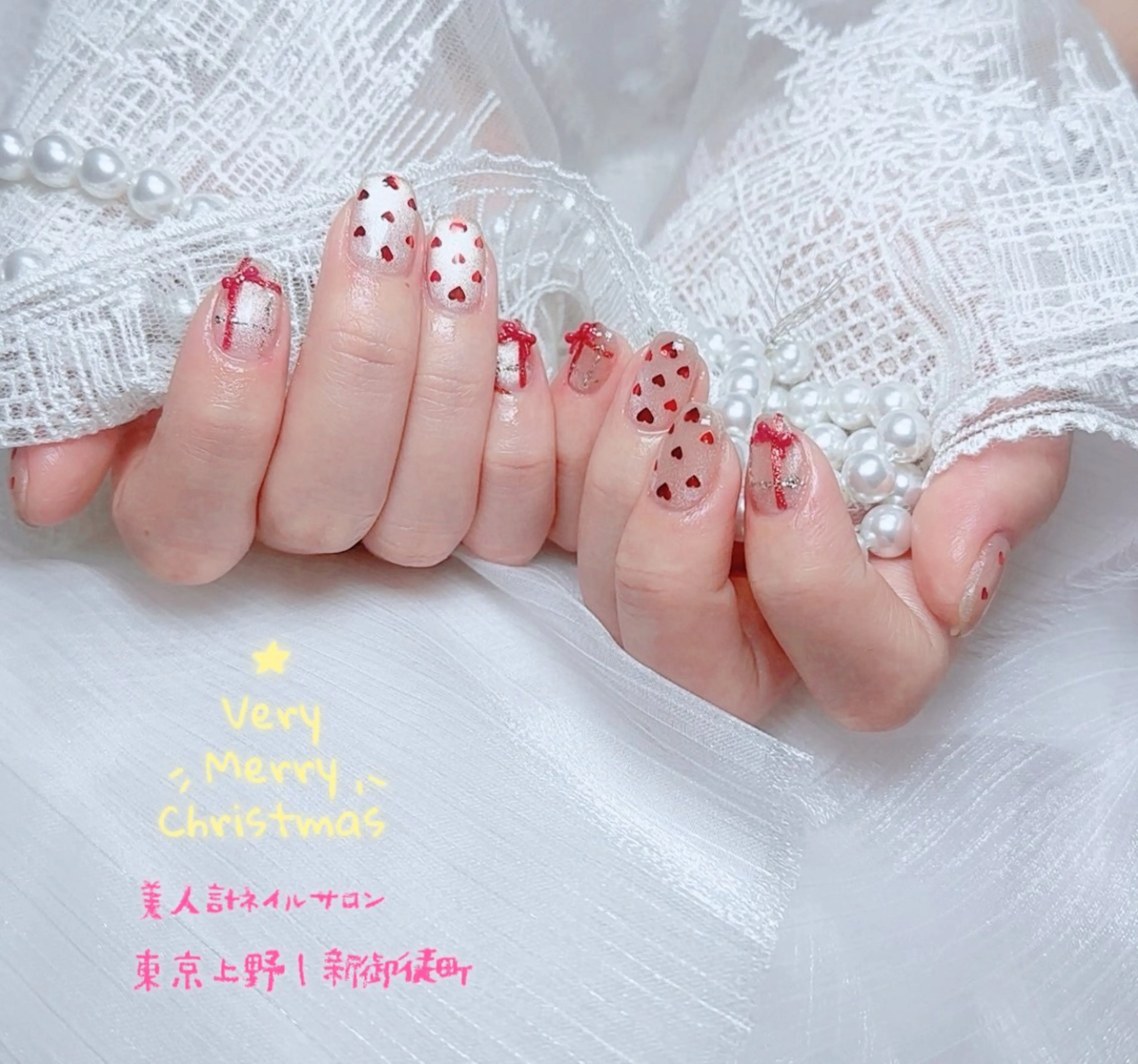 ネイル ハート 持ち込み ハンドネイル 美人計ネイルサロン所属・中山 美月のネイルデザイン
