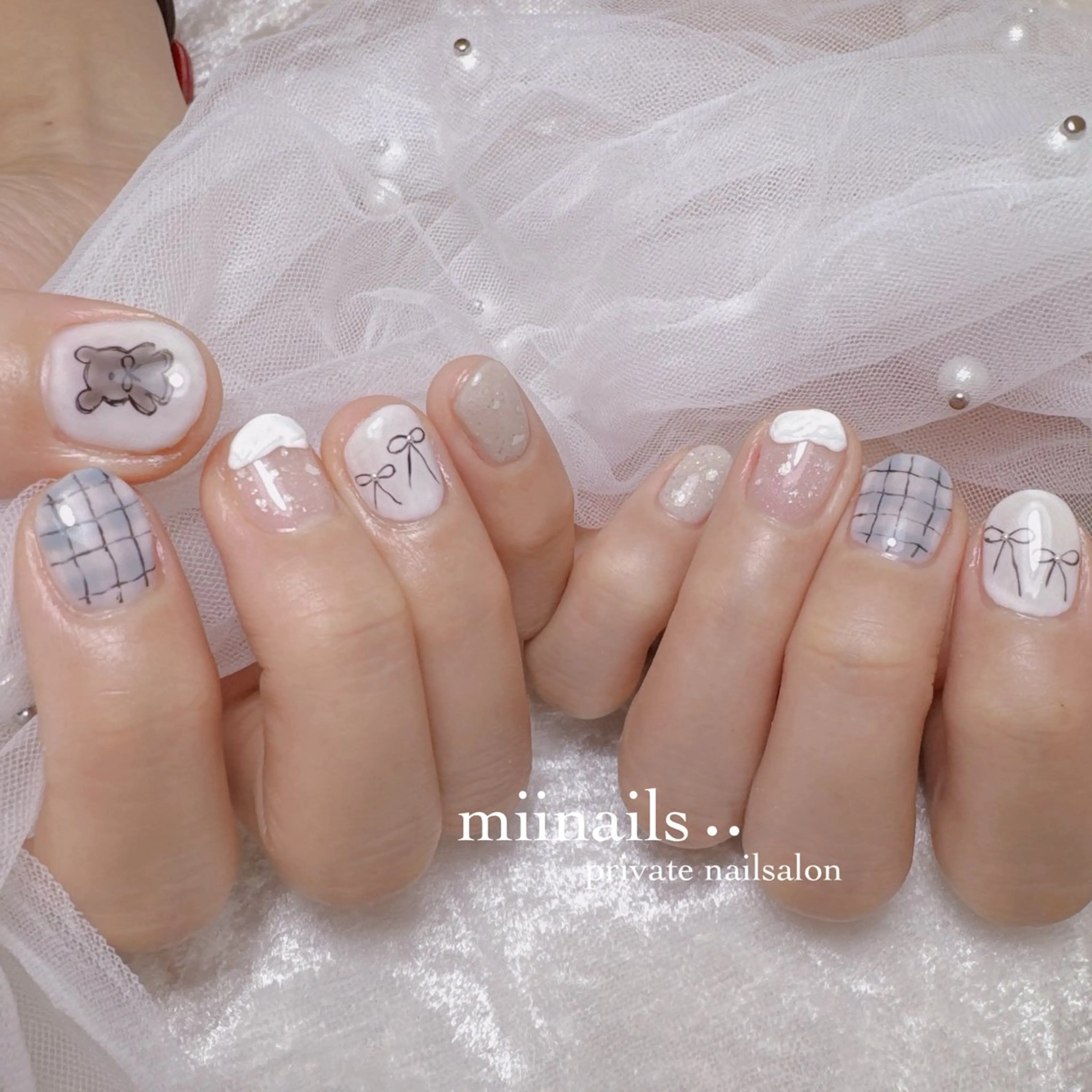 ネイル 韓国ネイル マグネットネイル ワンホンネイル ハンドネイル nailsalon miinailsのネイルデザイン