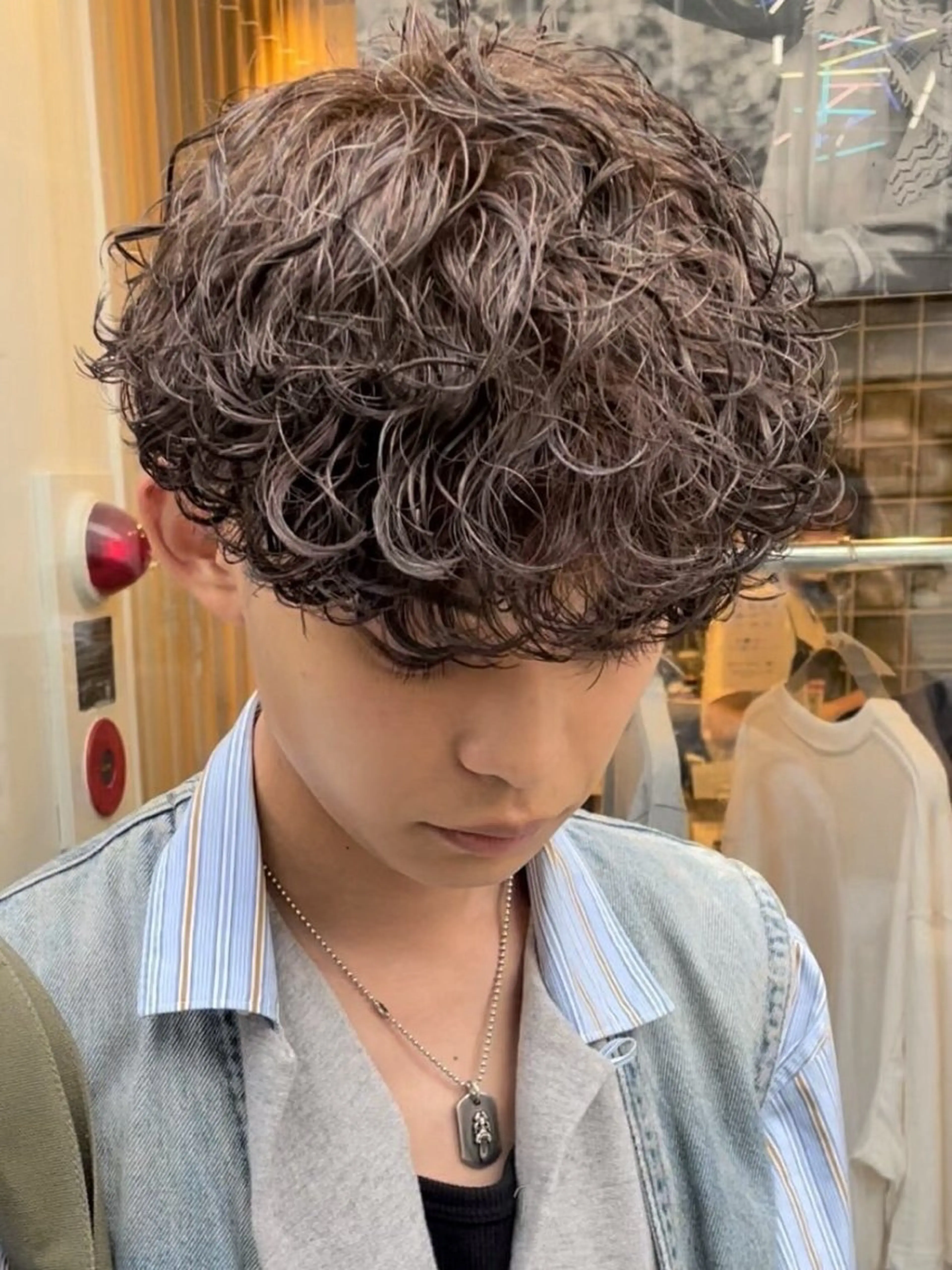 カラー パーマ メンズ メンズパーマ ツイストスパイラルパーマ スパイラルパーマ ストレートパーマ カット メンズ/シャドウ/ 波巻き/kyogoのヘアスタイル
