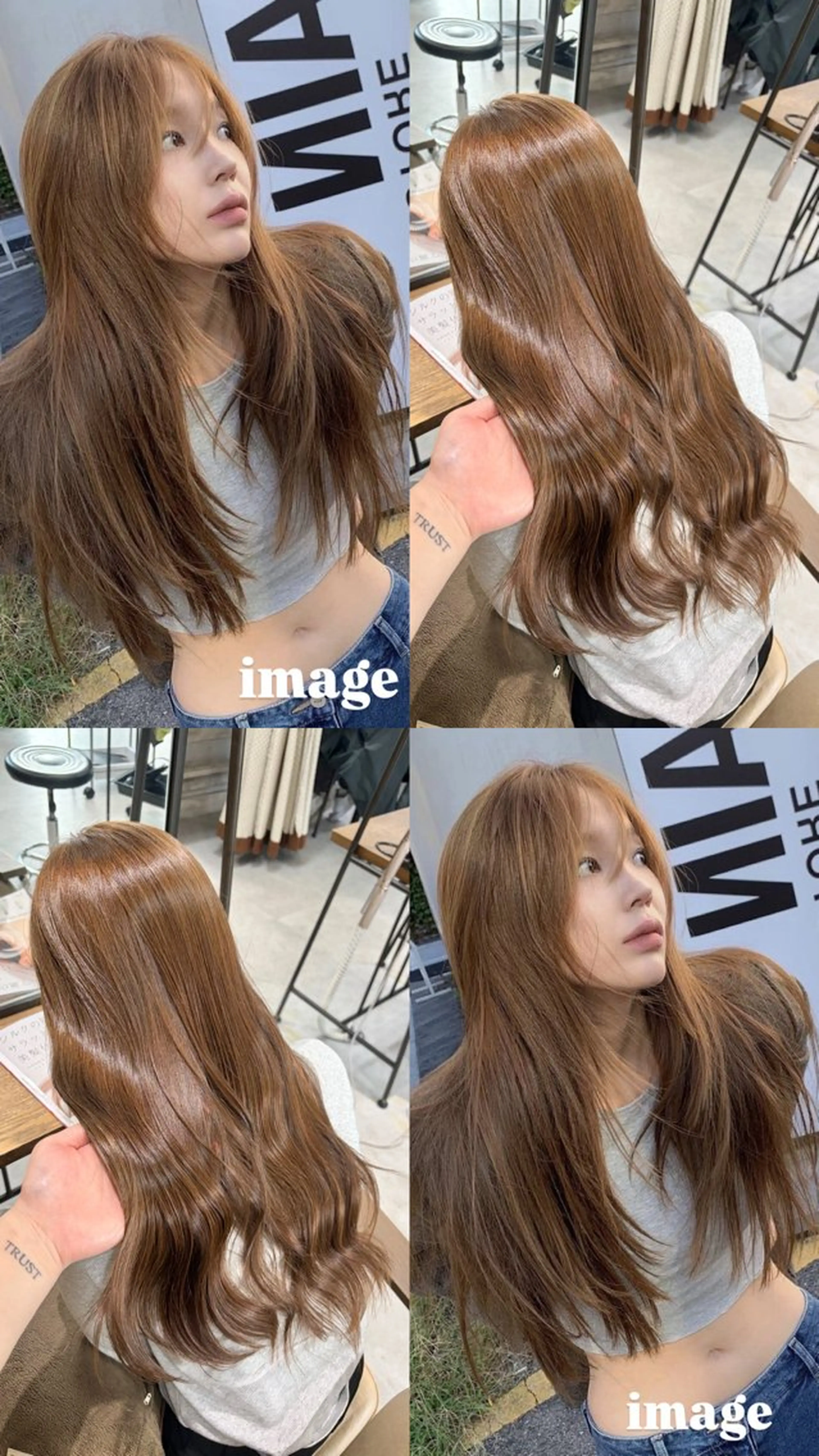 ロング カラー ブリーチ ブラウンカラー 透明感カラー ブリーチなしカラー ヘアカラー Ouka/Wカラー/ 大人艶カラーのヘアスタイル