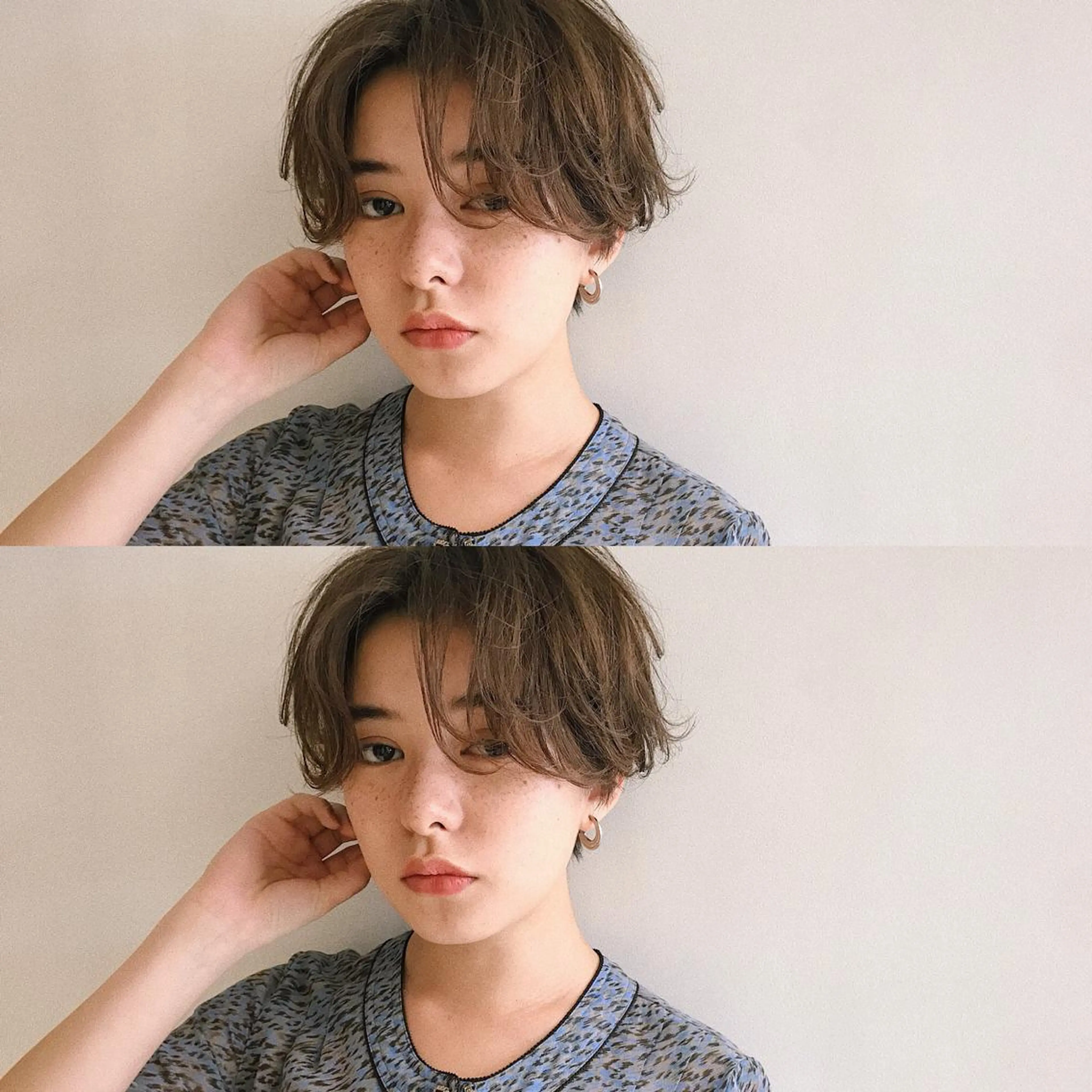 ショート カラー パーマ ヘアアレンジ ハンサムショート ショートヘア 小顔カット カット ヘアセット 松田 亮葉のヘアスタイル