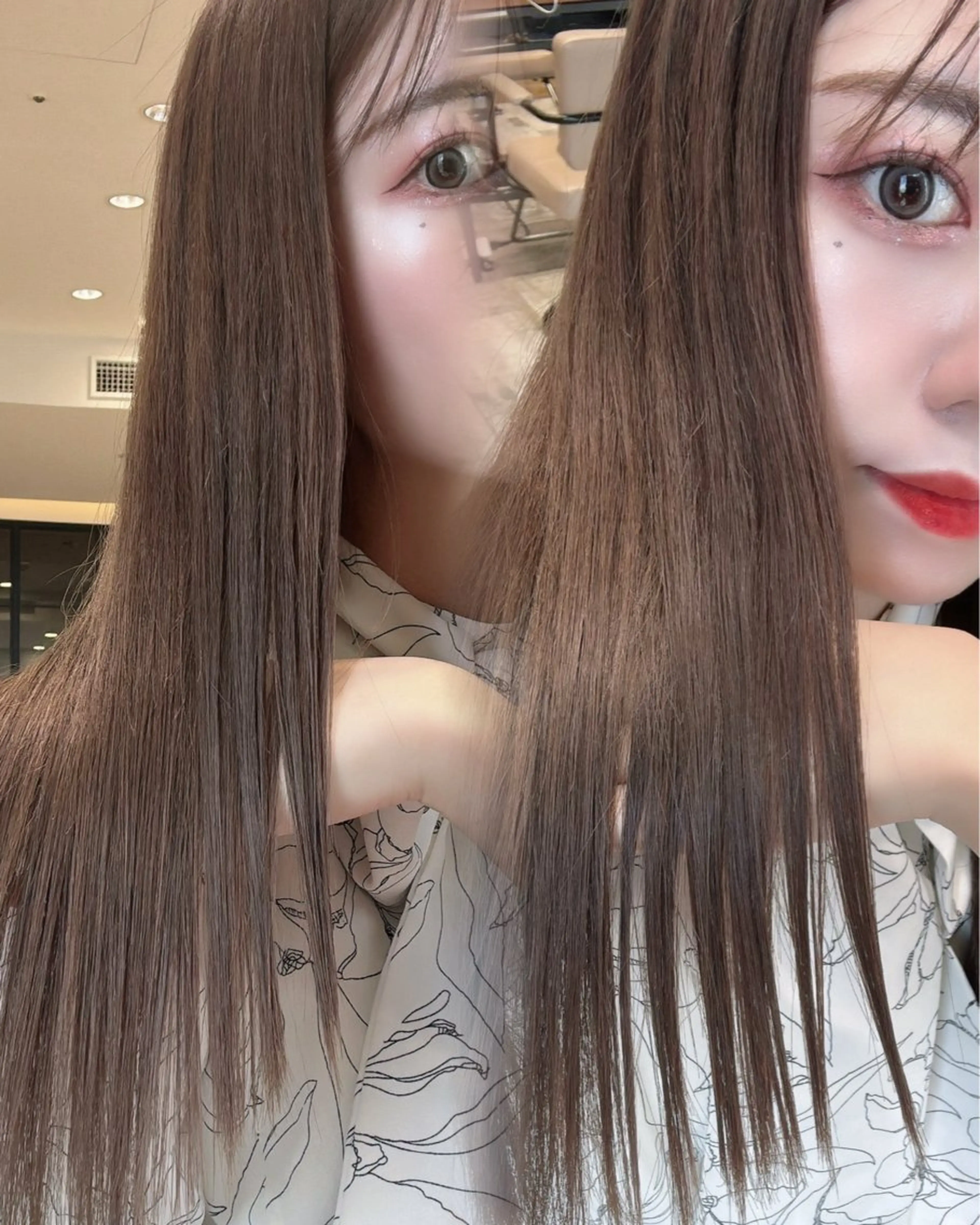 ロング 似合わせカット 韓国くびれヘア 顔まわり新宿/さやかのヘアスタイル