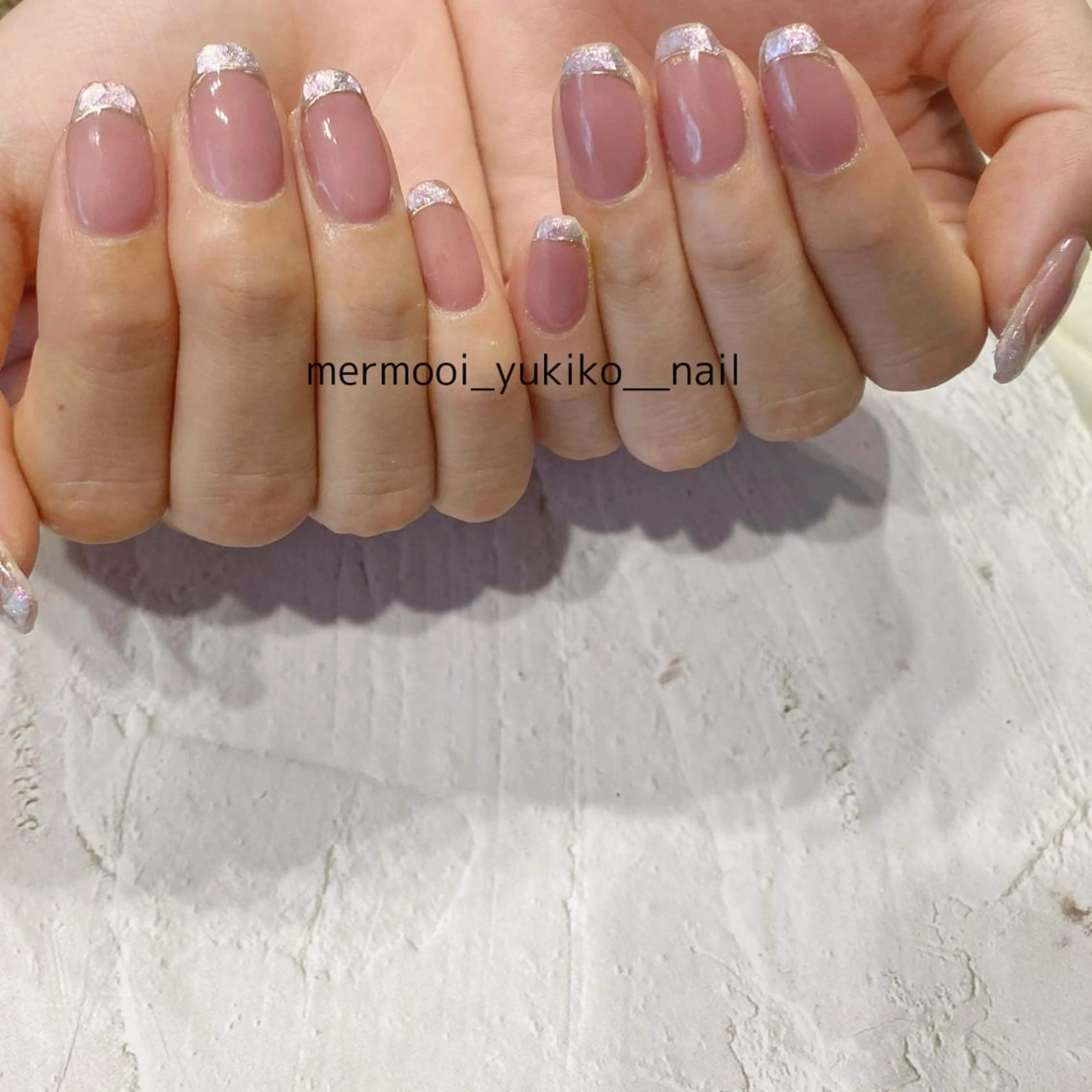 ネイル フレンチネイル キラキラネイル 韓国ネイル マグネットネイル マグネットフレンチ melumooi nailのネイルデザイン