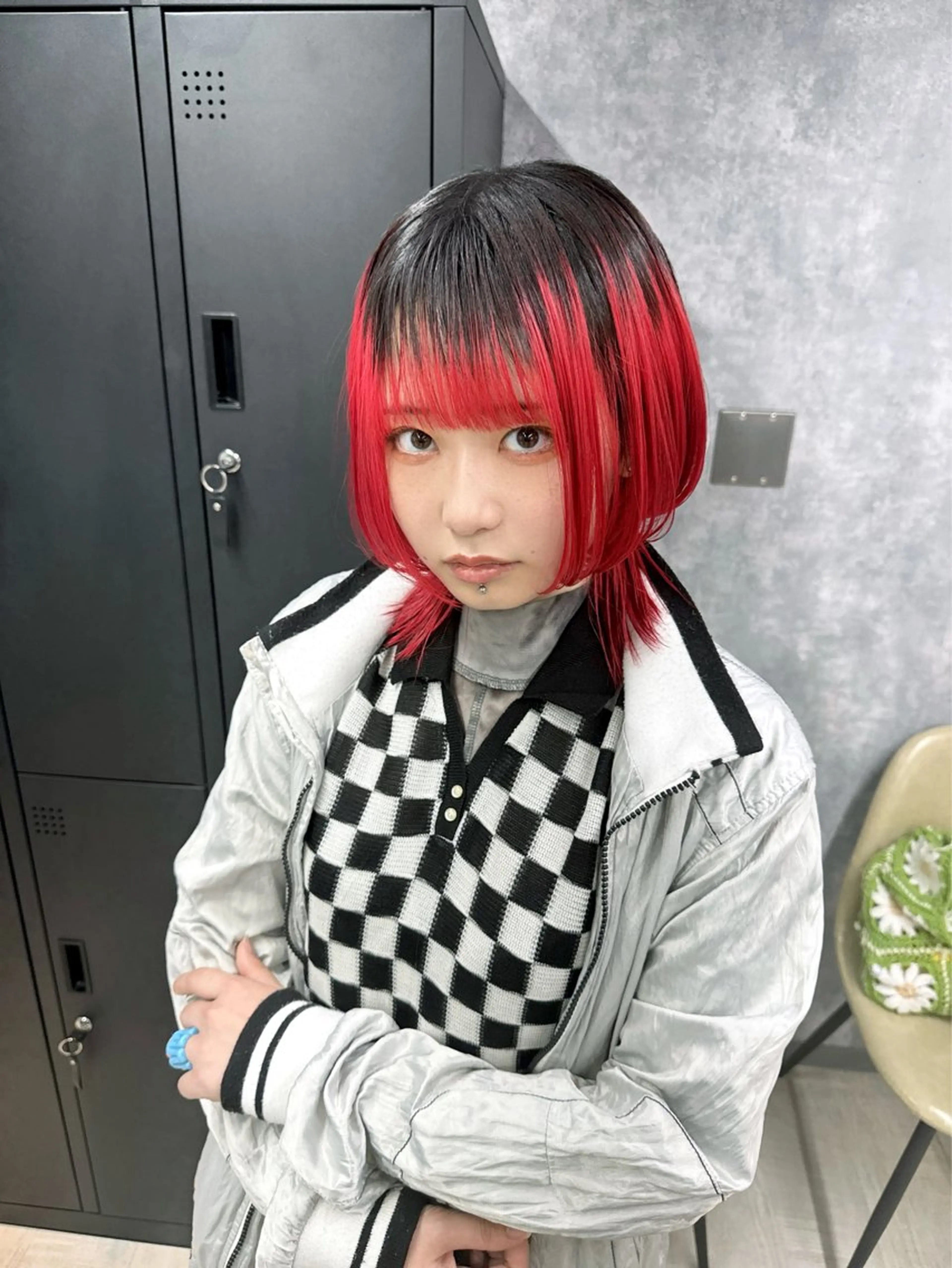 ミディアム カラー ブリーチ ケアブリーチ ダブルカラー イヤリングカラー ハイトーンカラー 【.ico】心斎橋/ ウルフ/飛田ゆうきのヘアスタイル