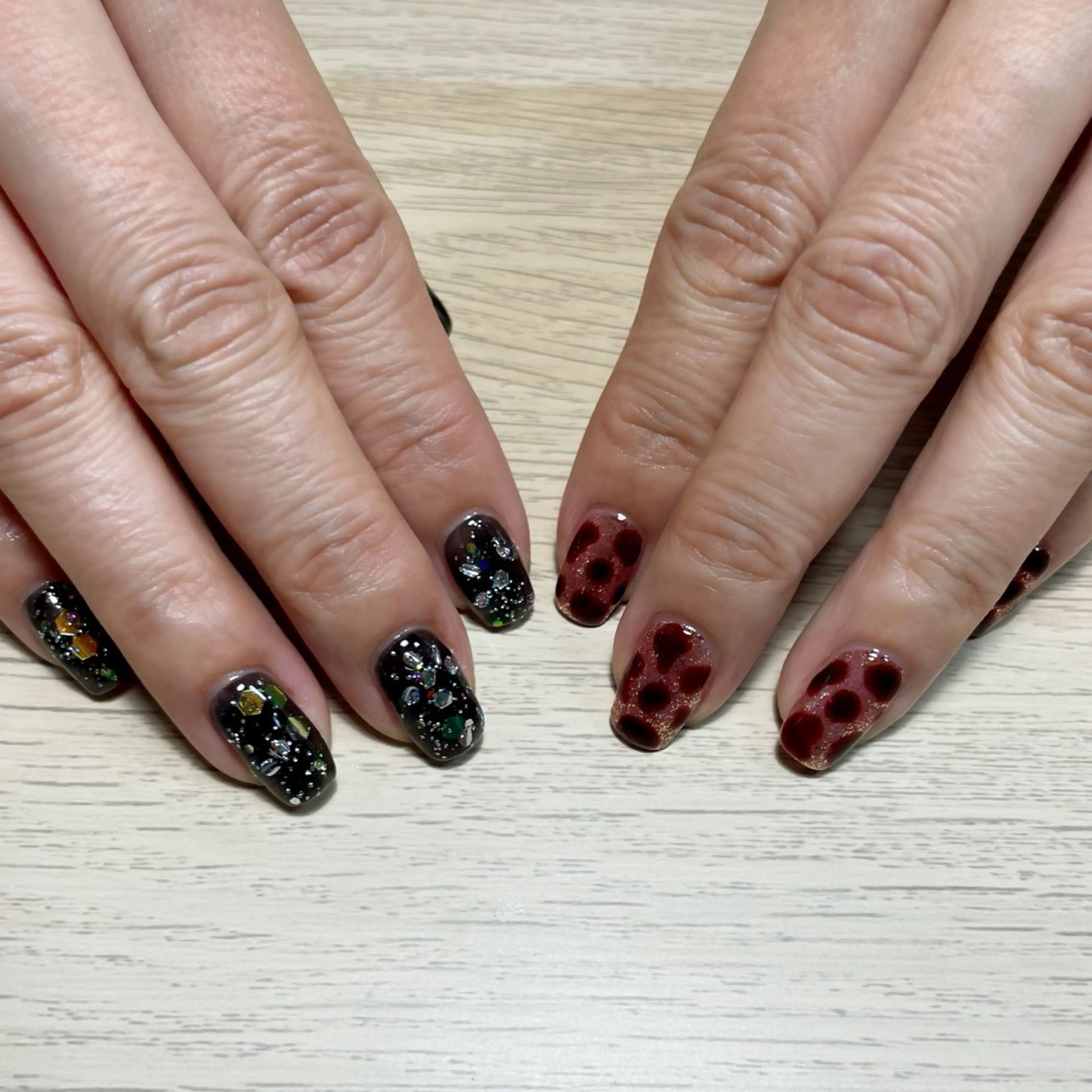 ネイル アニマル柄 ラメ(グリッター) ピンク ハンドネイル y-neil | ニュアンスネイルのネイルデザイン