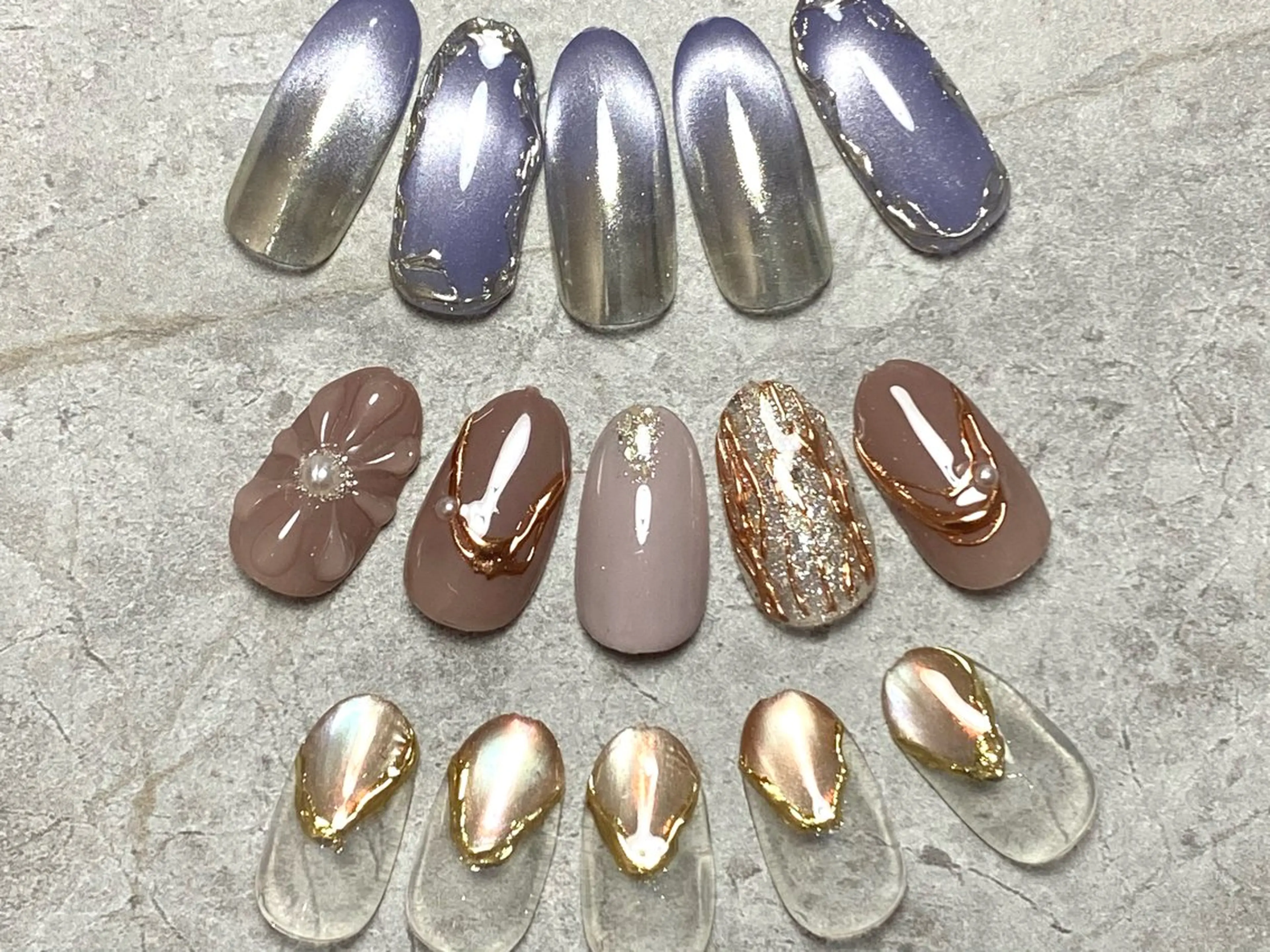 セミロング ハンドネイル cattleya nailのネイルデザイン
