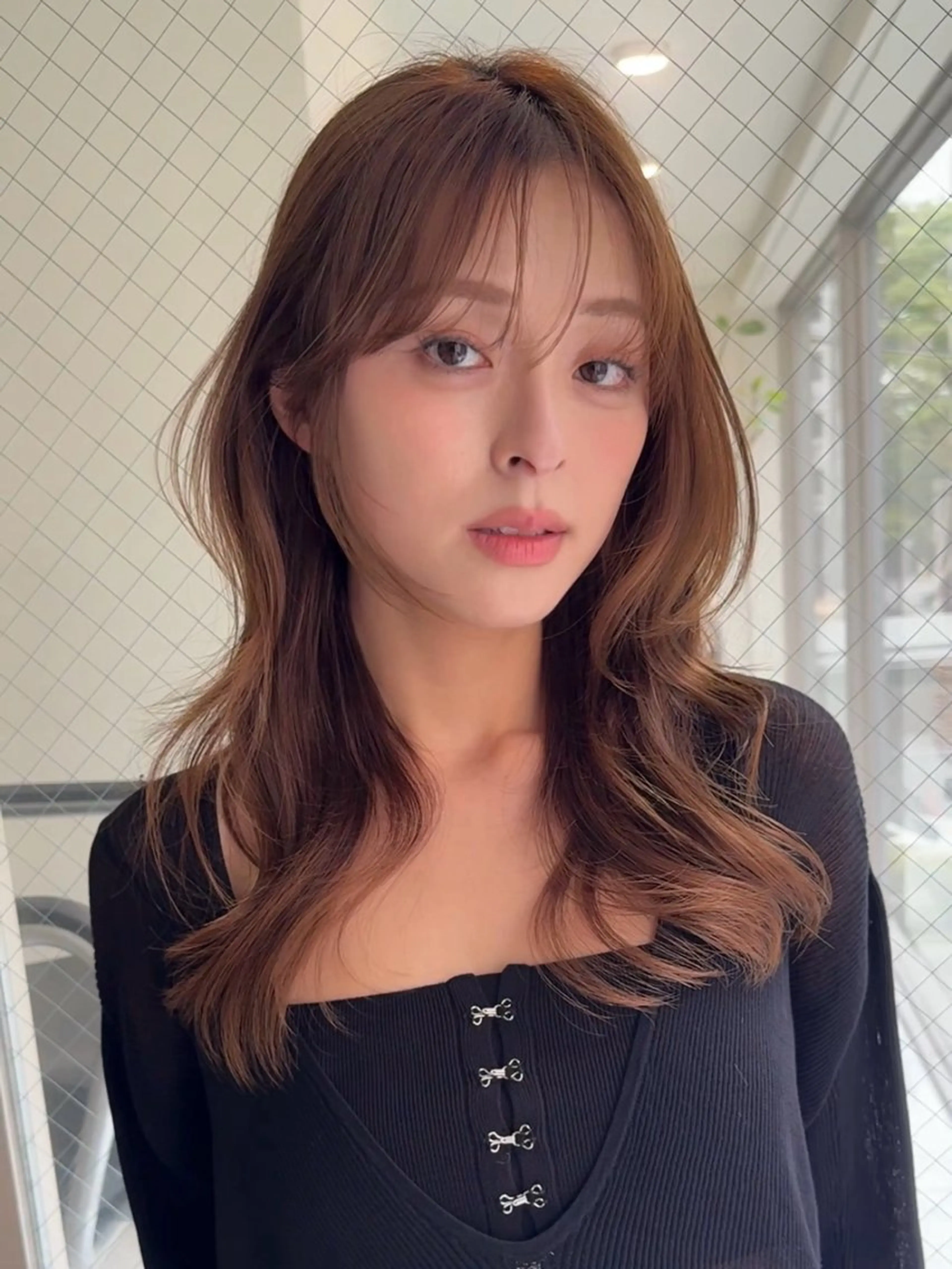 ミディアム カラー ヘアアレンジ カット ヘアカラー ボブ/縮毛矯正/美髪 似合わせ/透明感カラのヘアスタイル