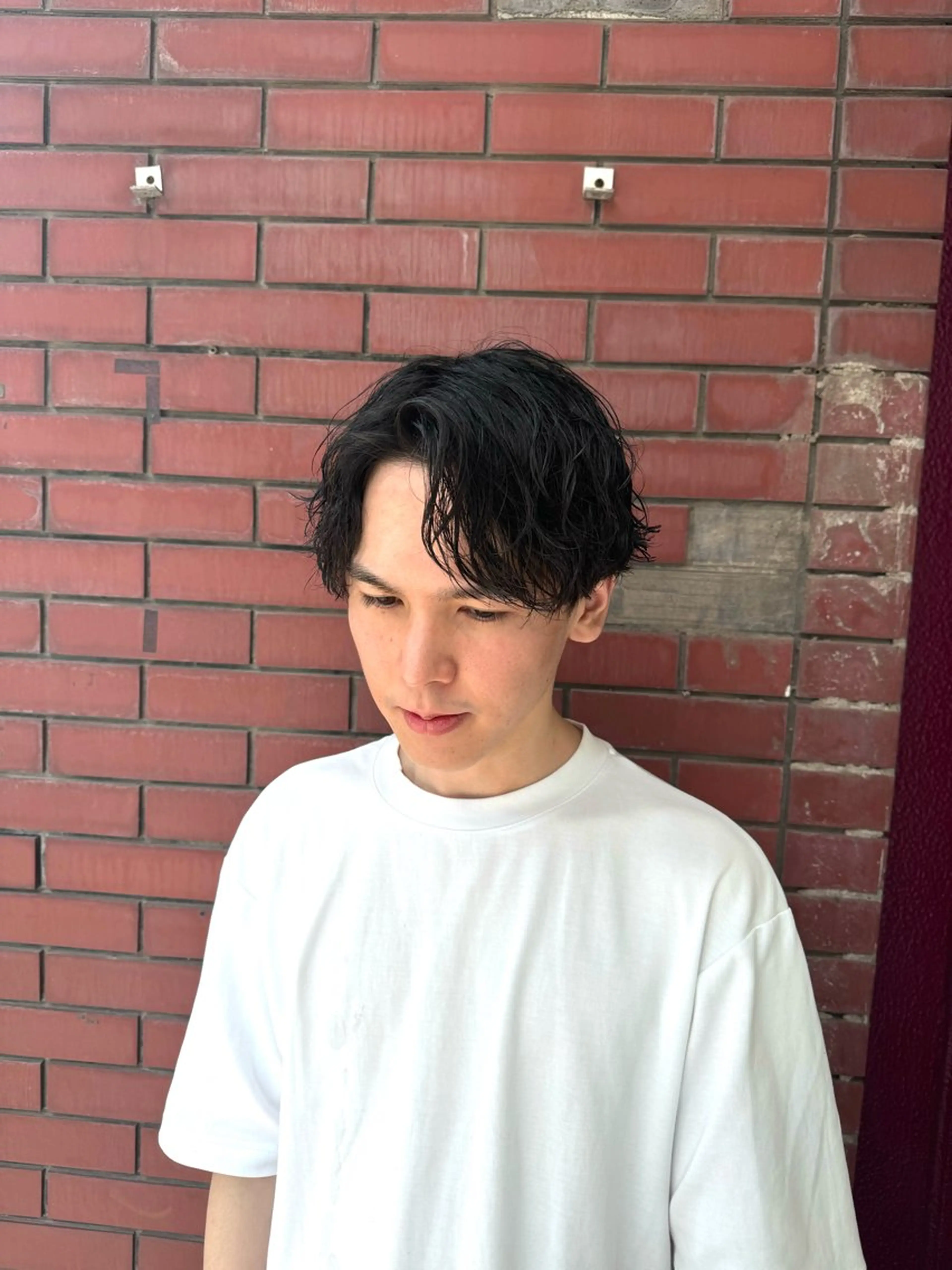 ミディアム パーマ メンズ センターパート カット パーマ 柏メンズカットパーマ NO.1タイチのヘアスタイル