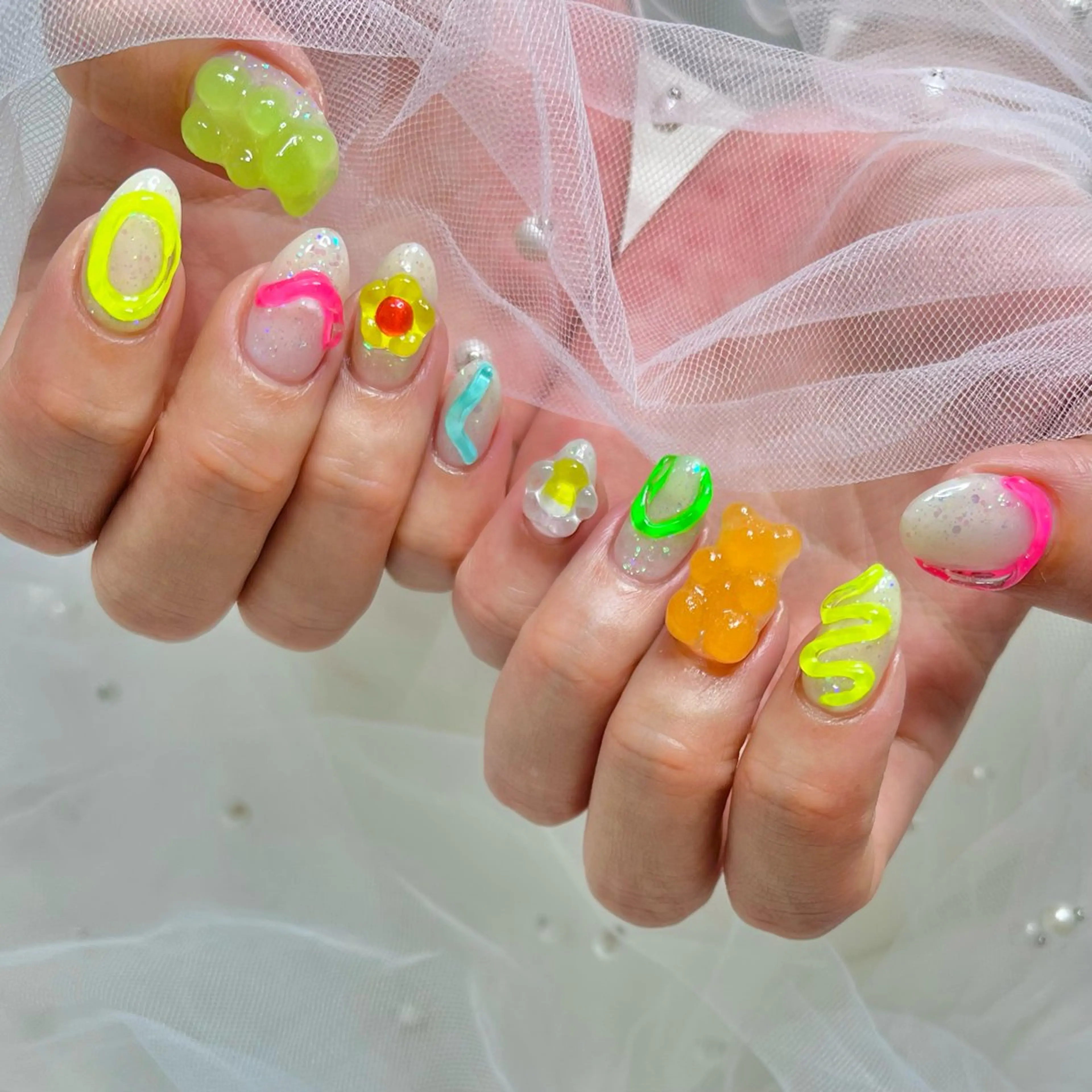 ネイル ぷっくりネイル ハンドネイル 北巽駅Nail muu...🫧🧸のネイルデザイン