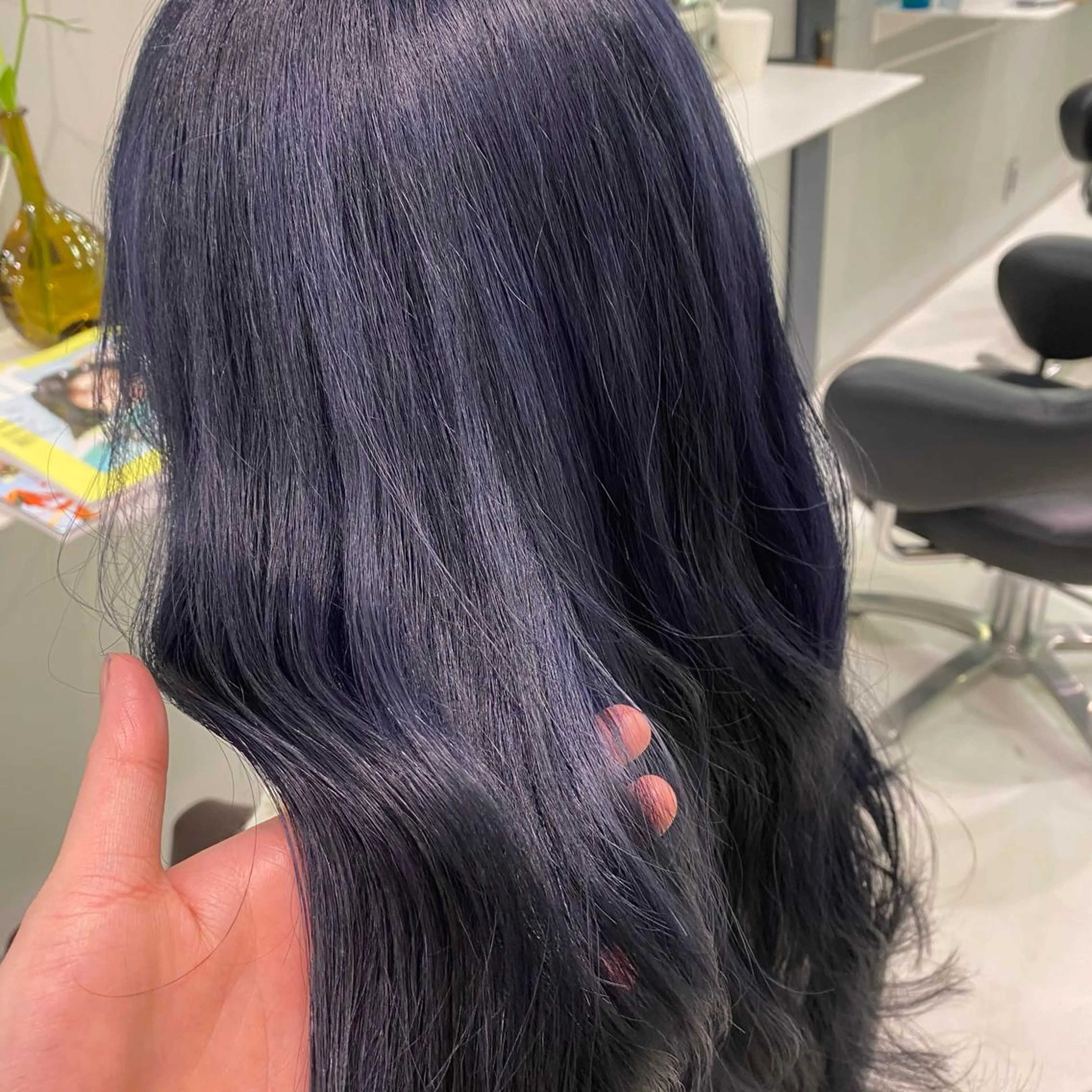 ロング カラー 黒髪 ブルーカラー ブルーブラック 韓国風ヘア ヘアカラー 【GUK】 🌻RINA🌻のヘアスタイル