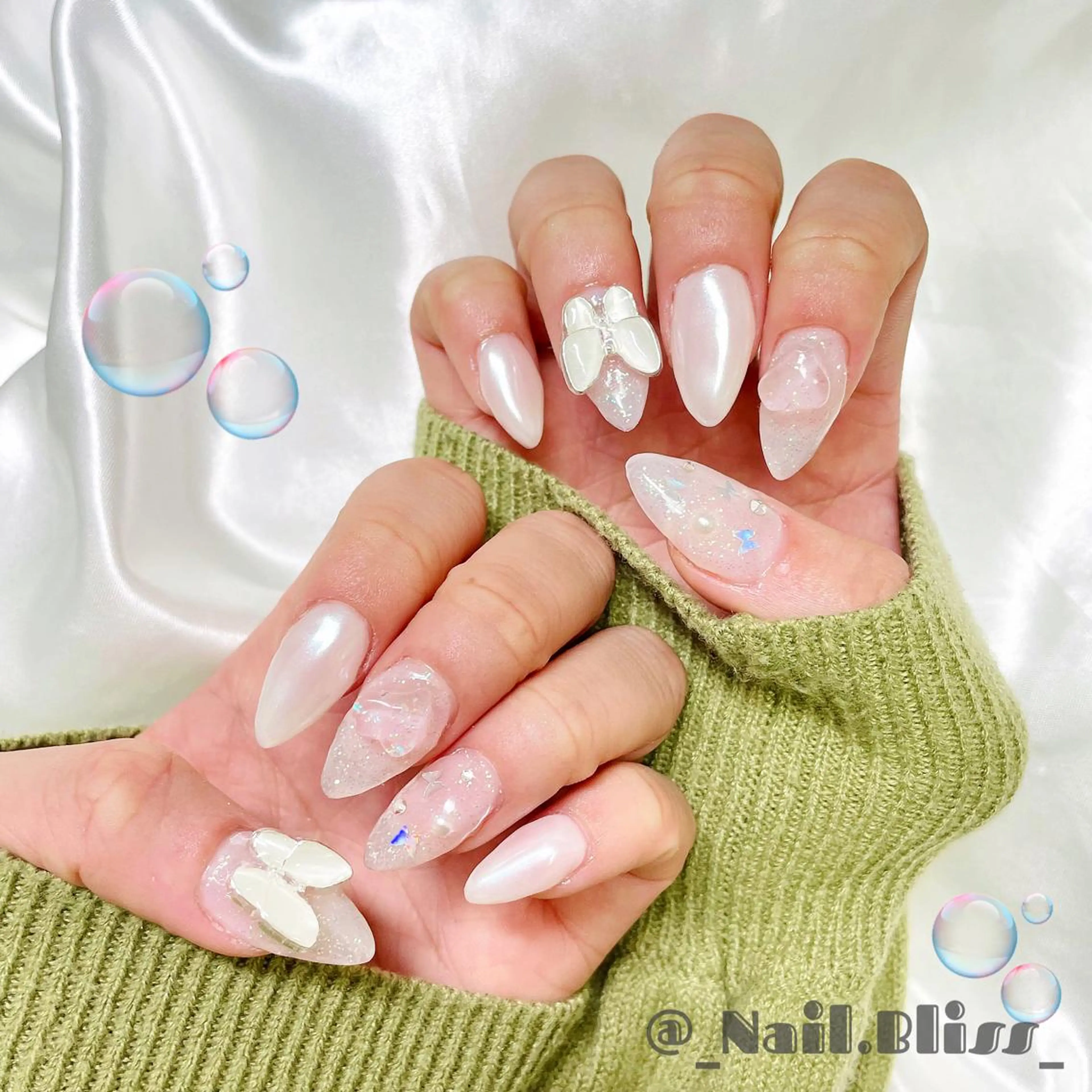 ネイル ホワイト ハンドネイル NAIL BLISSのネイルデザイン