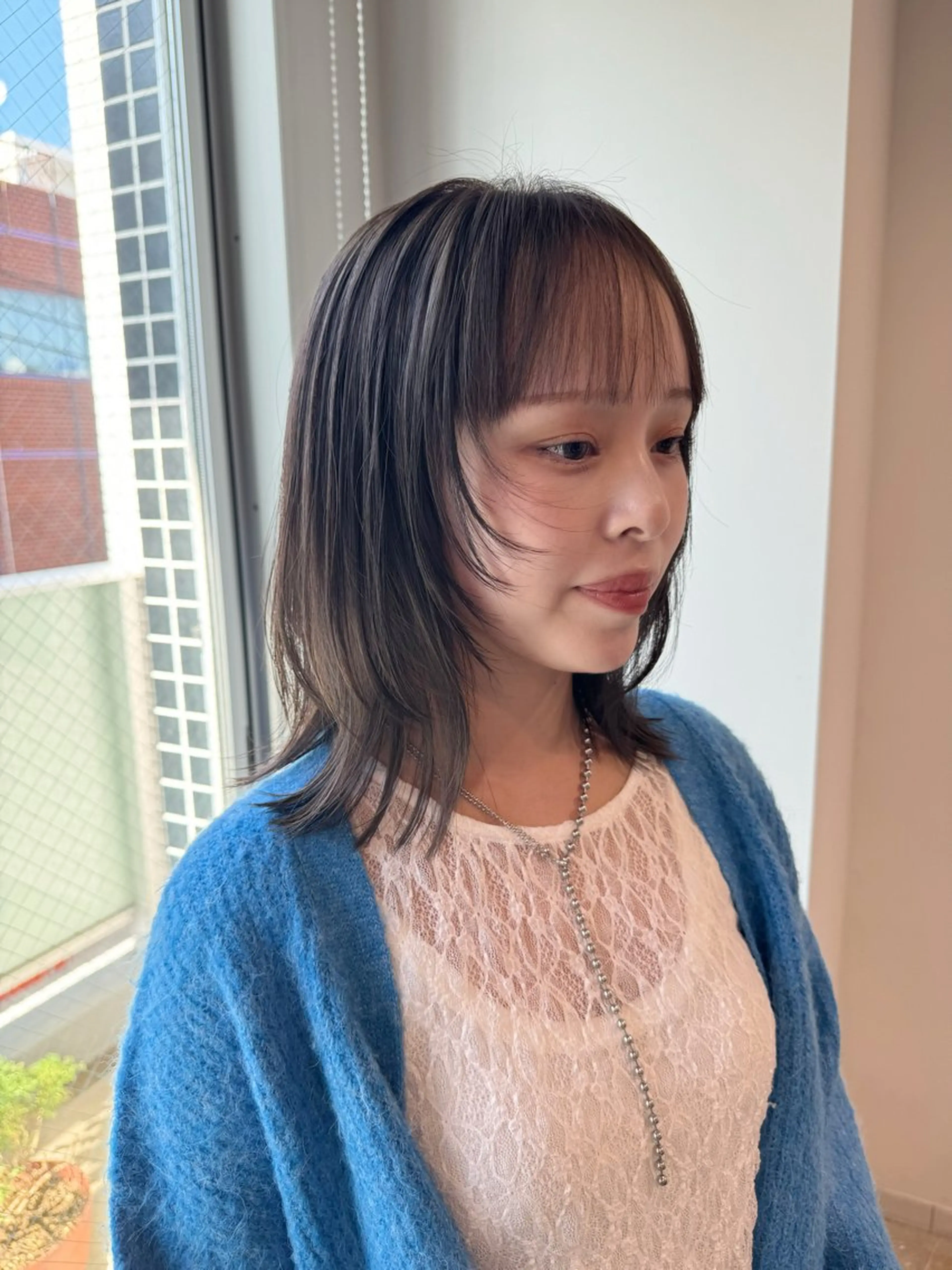 ミディアム カラー ミディアムレイヤー ダークグレー ダークグレージュ グレージュ レイヤーカット レイヤー/大人ボブ 渡邉【日吉美容室】のヘアスタイル