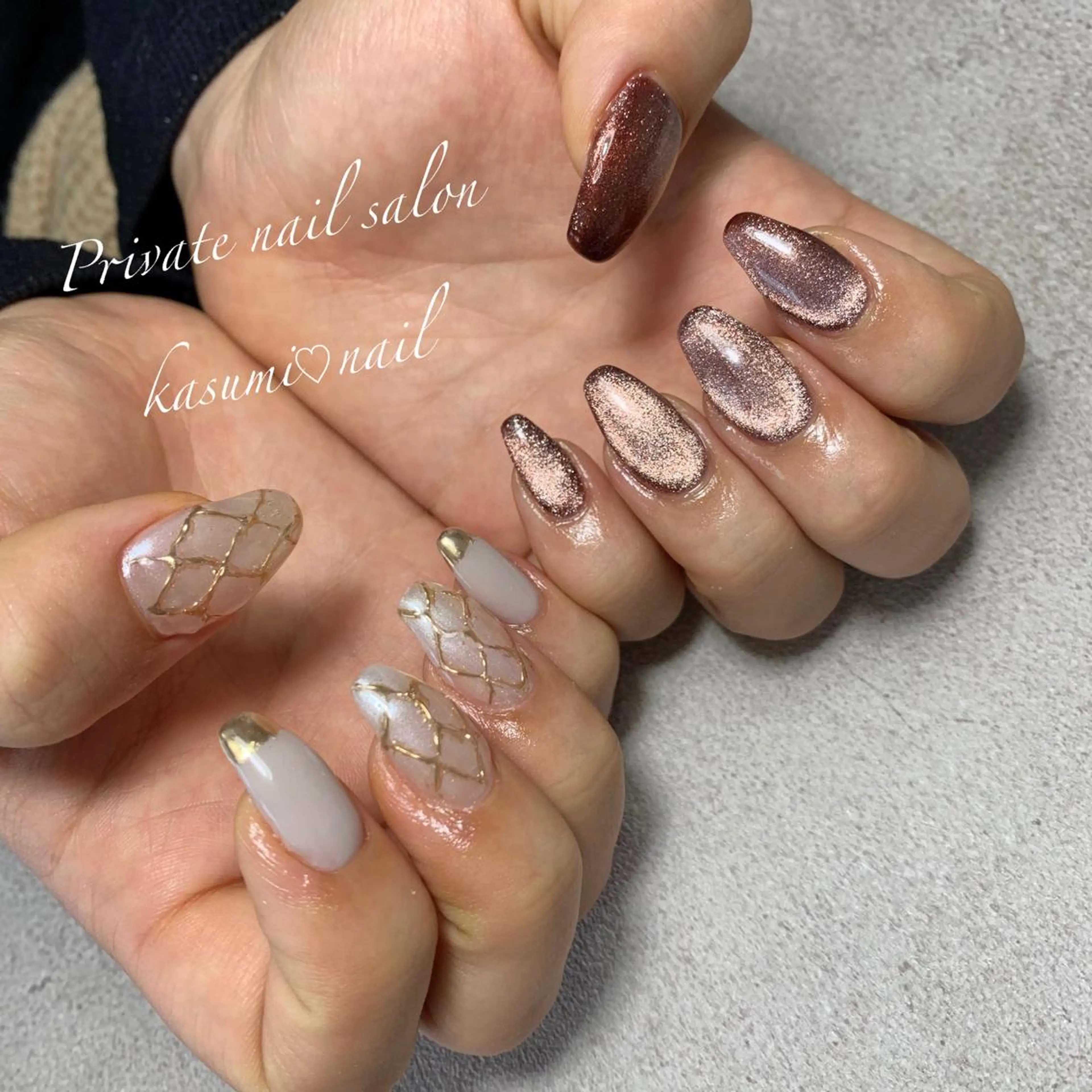 ネイル マグネットネイル ミラーネイル ニュアンスネイル 冬ネイル KASUMI♡ Nailのネイルデザイン