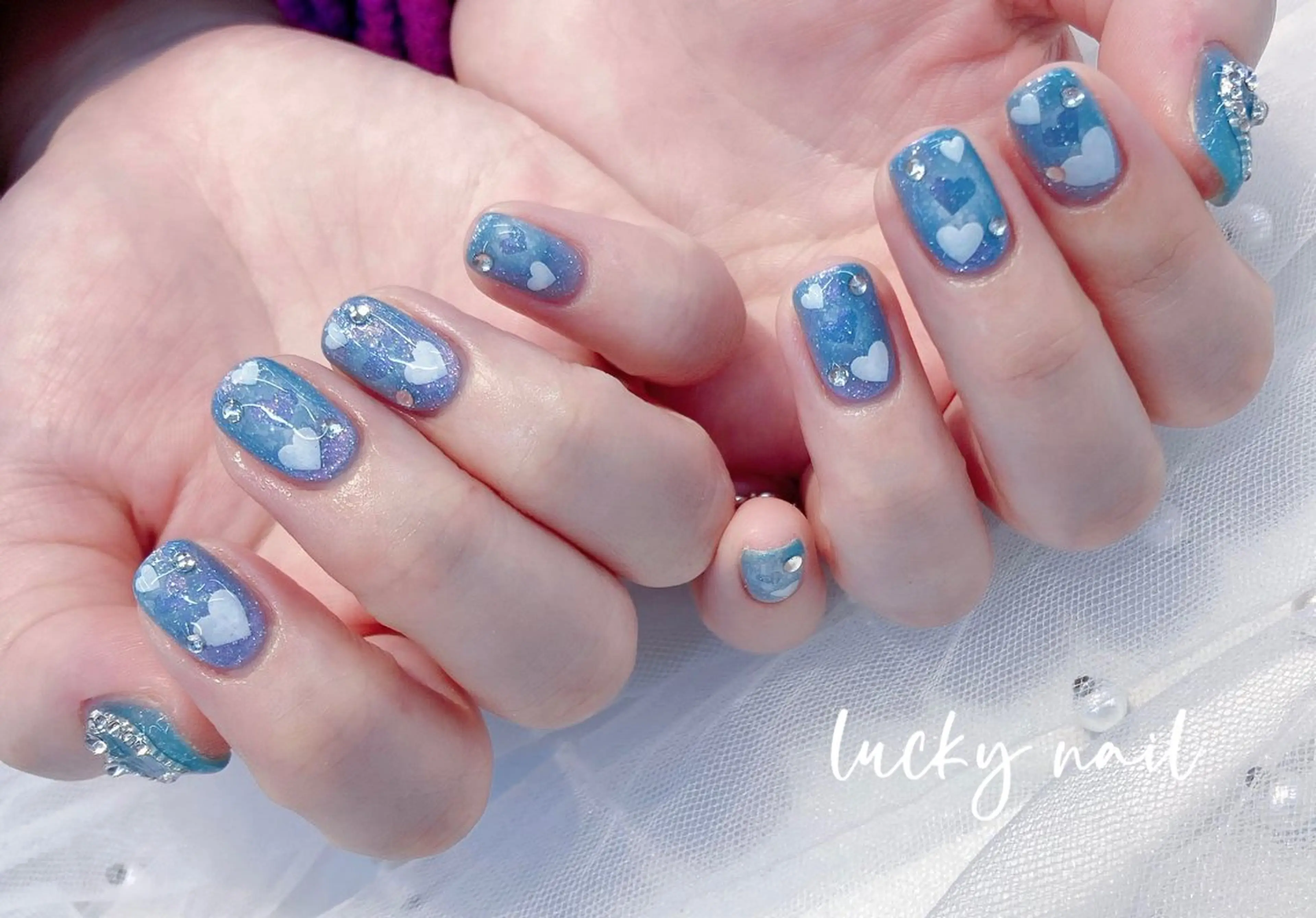 ネイル チークネイル 長さ出し ジェルネイル マグネットネイル 持ち込み Lucky nail  小林和希のネイルデザイン