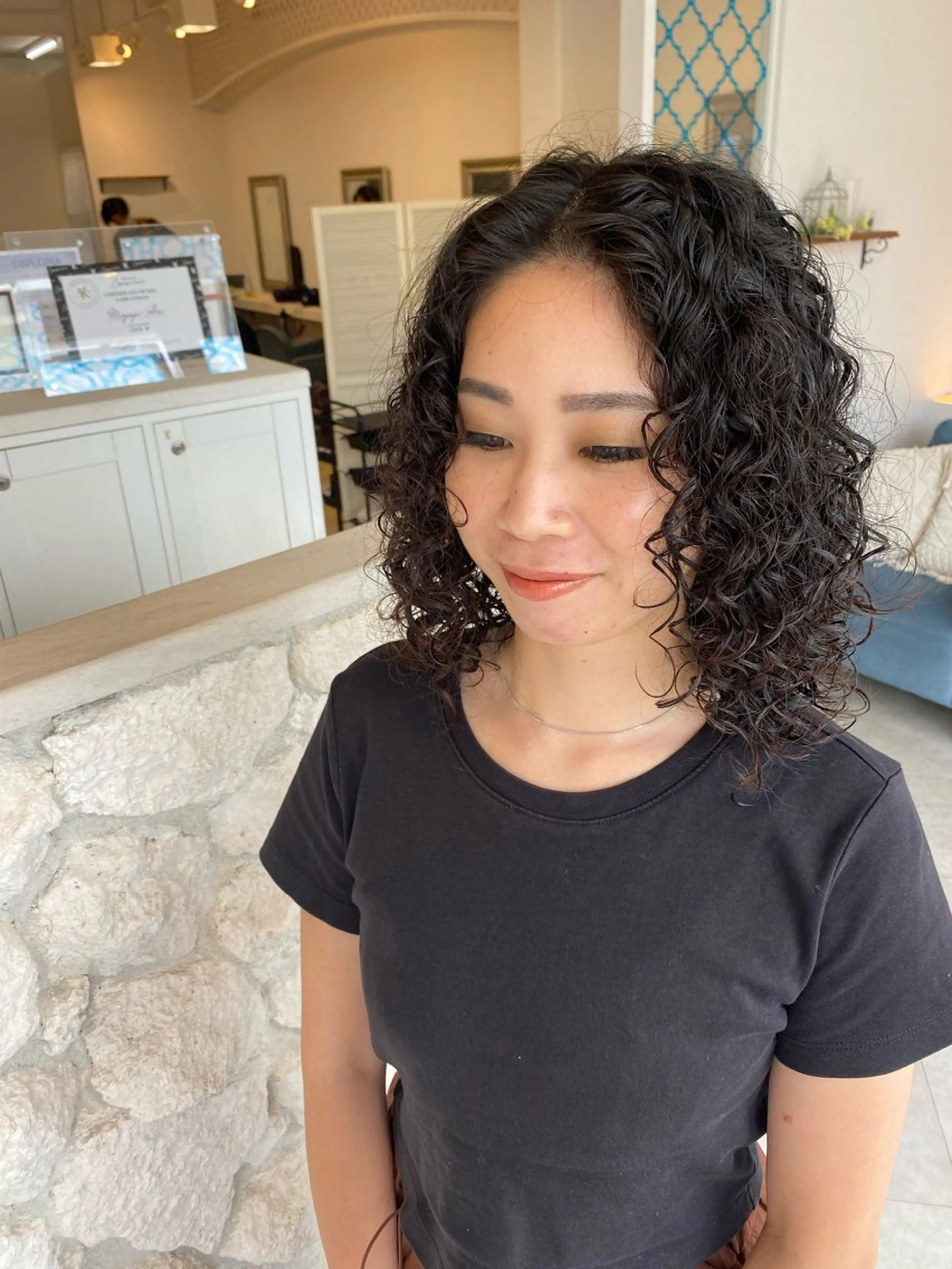 ミディアム パーマ カット パーマ 饒平名 知也のヘアスタイル