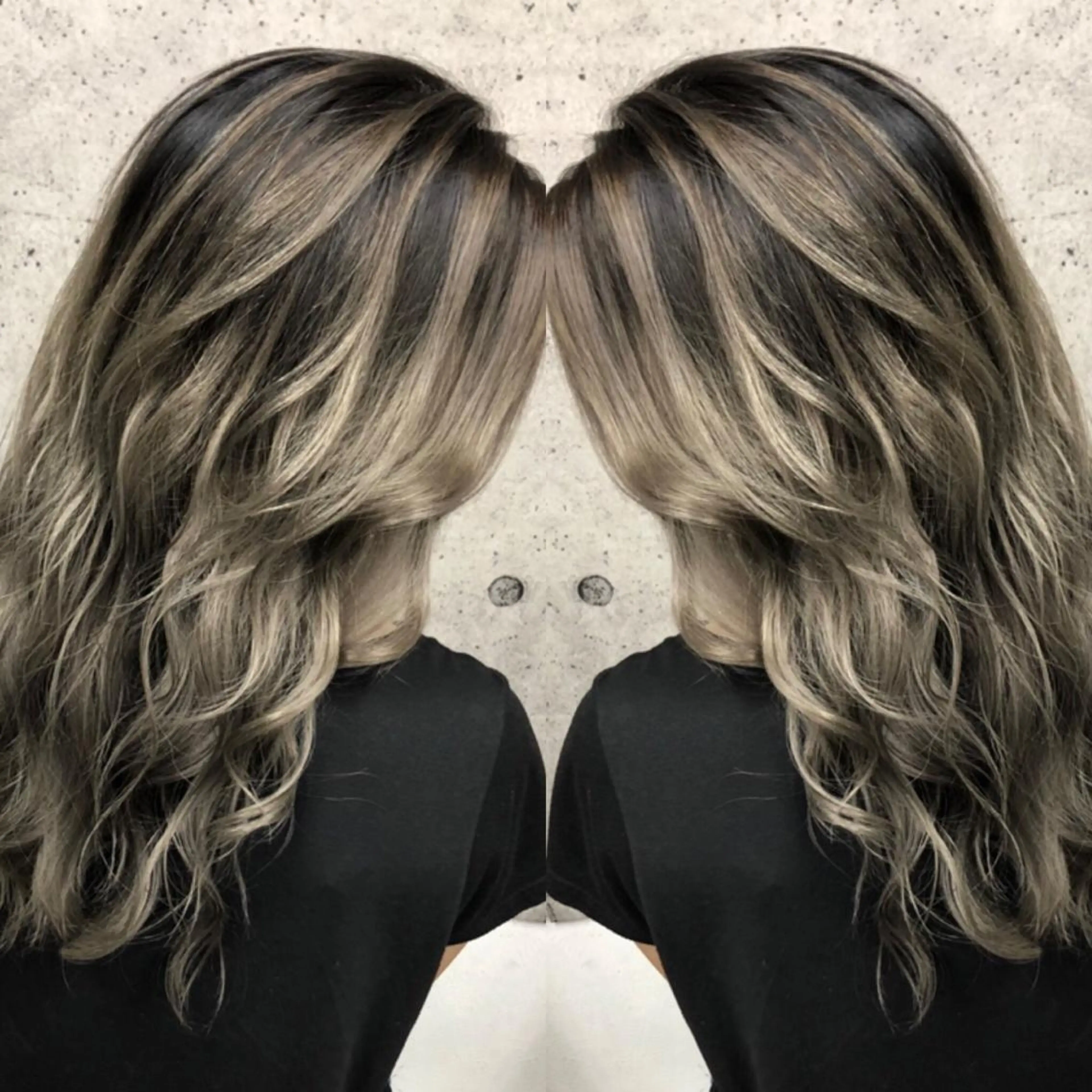 ロング カラー バレイヤージュ レイヤーカット 奥山義進/大宮 /ダブルカラーのヘアスタイル