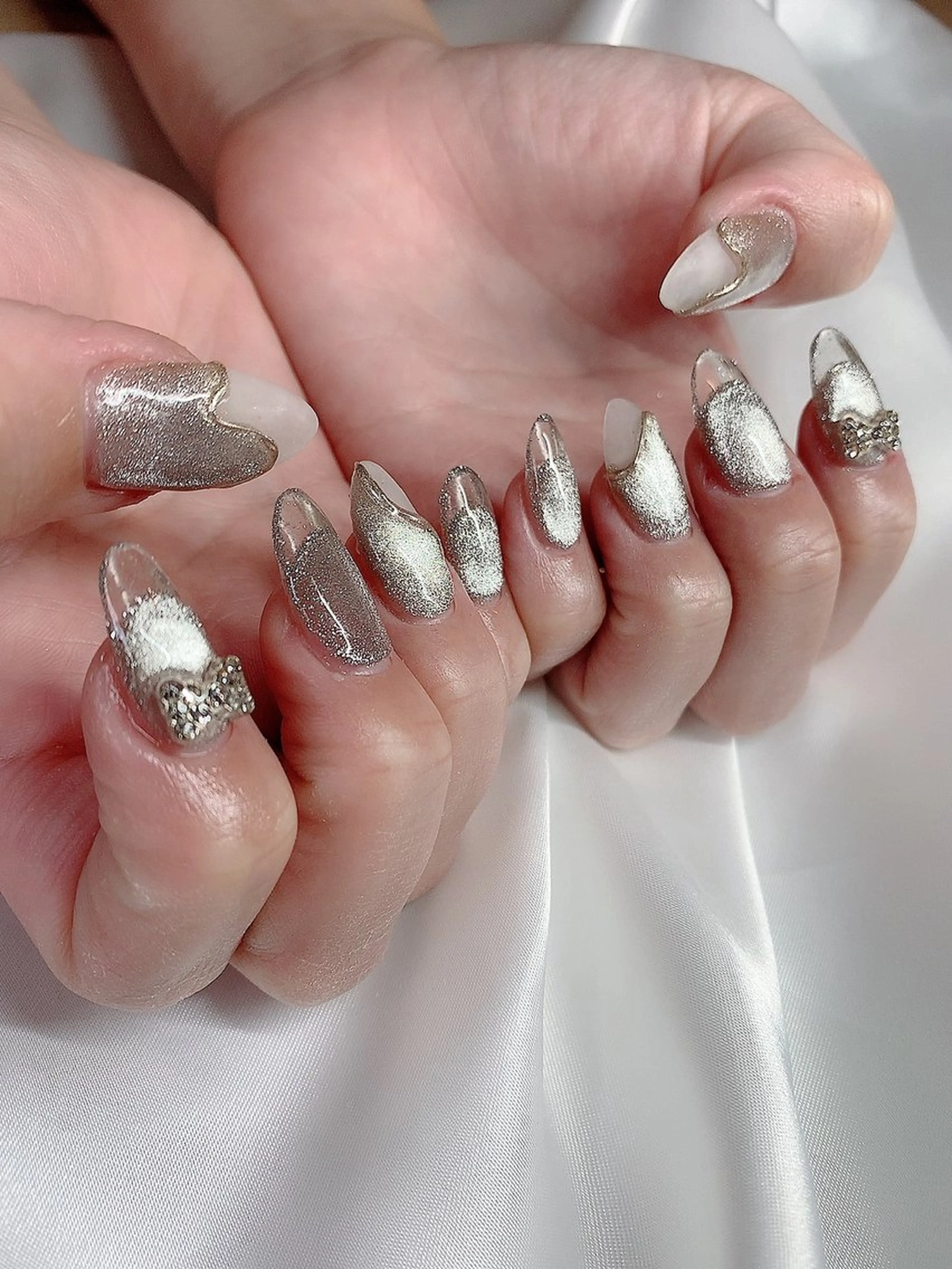 ネイル アートネイル 長さ出し ジェルネイル キラキラネイル マグネットネイル シェアサロンLei.g(レイジー)所属・3Dアートネイル💗 都築レナのネイルデザイン