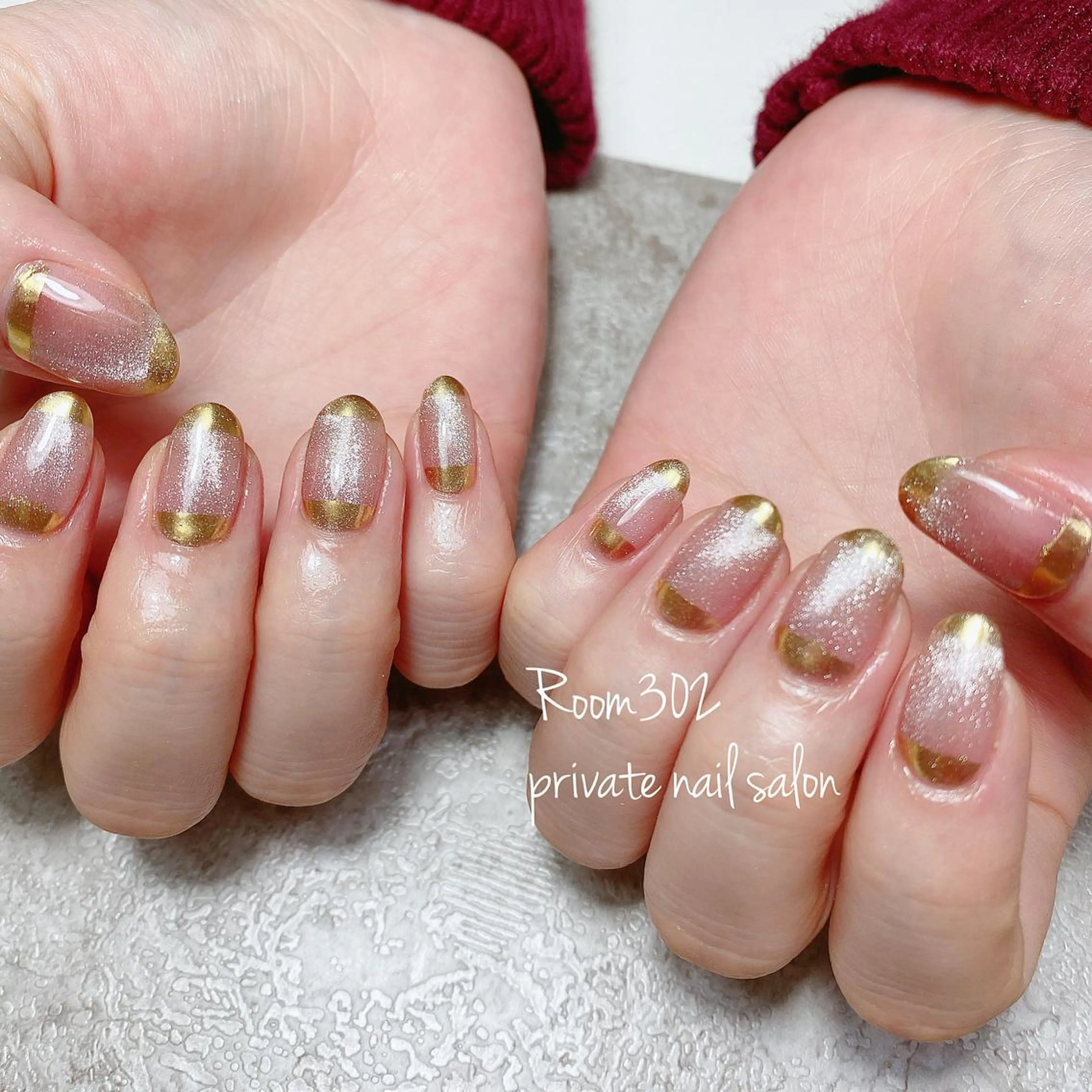 ネイル フレンチネイル マグネットネイル ミラーネイル Room 302のネイルデザイン