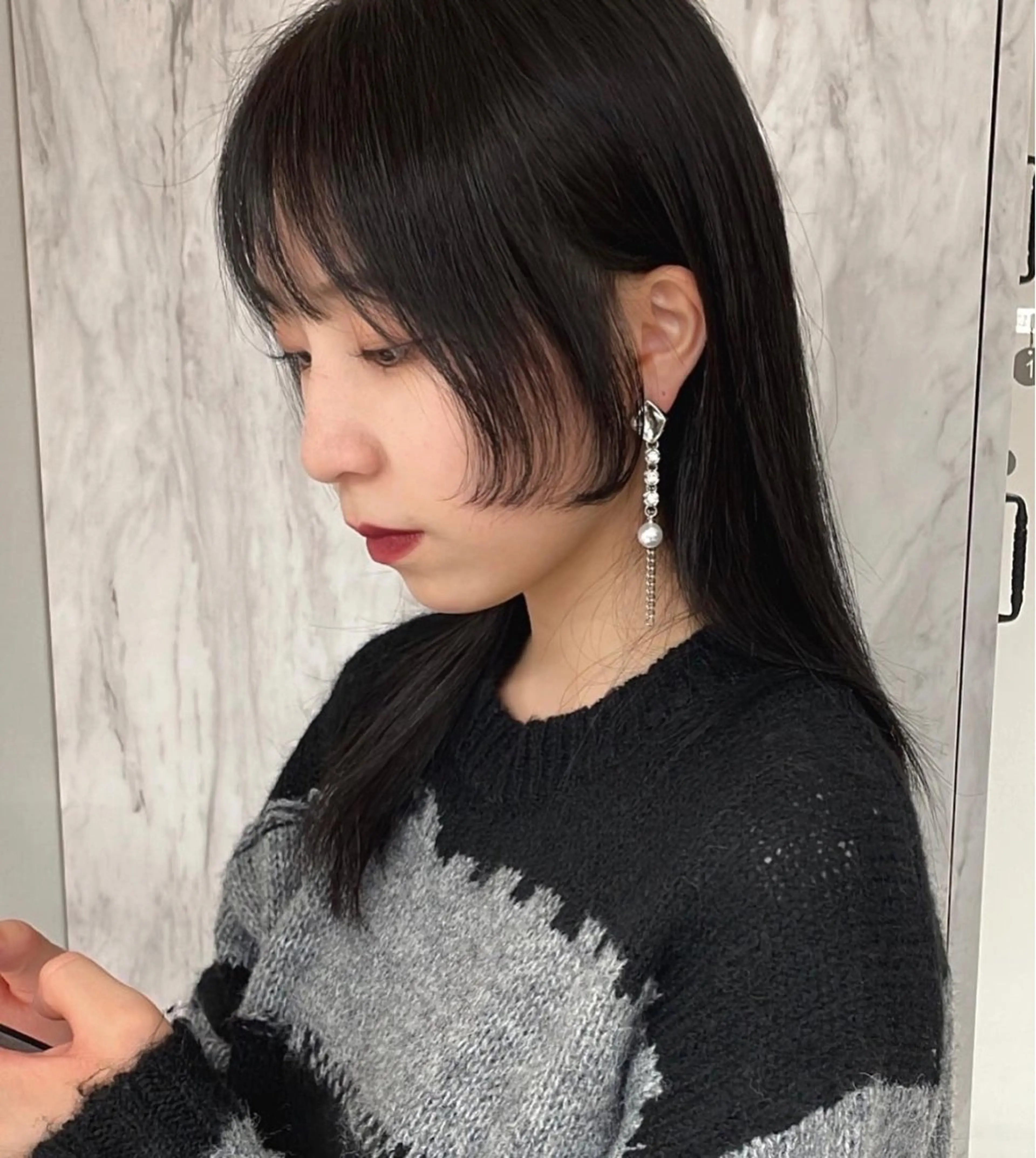 セミロング 顔周りカット 姫カット カット レビジュヘア 京都/桂のヘアスタイル