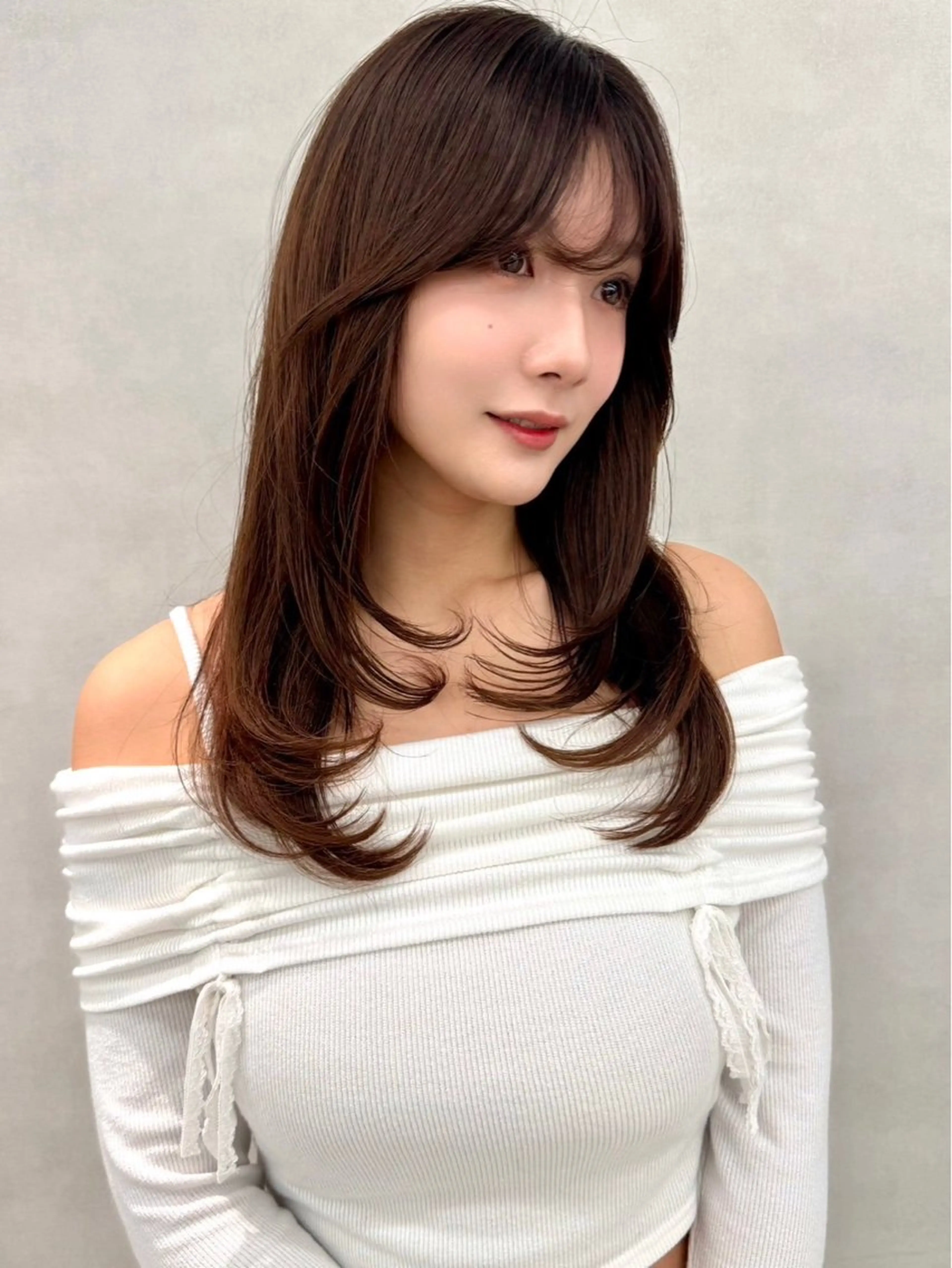 セミロング カラー カット ヘアカラー トリートメント 韓国レイヤー🇰🇷 顔周り/yui💞のヘアスタイル