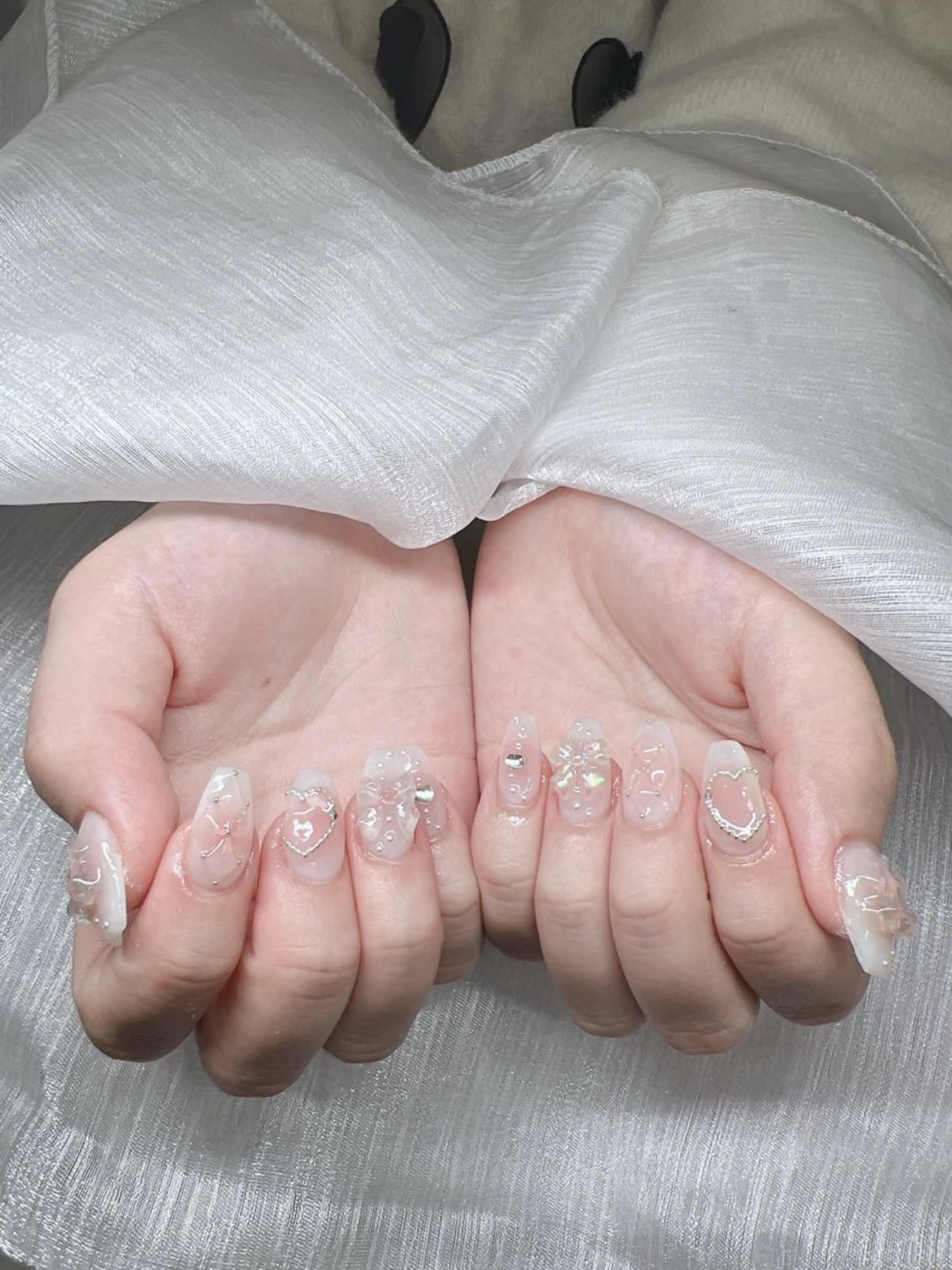 ネイル 長さ出し グラデーション 卒業式 キラキラネイル マグネットネイル Lee Nails チップ長さだし専門店のネイルデザイン