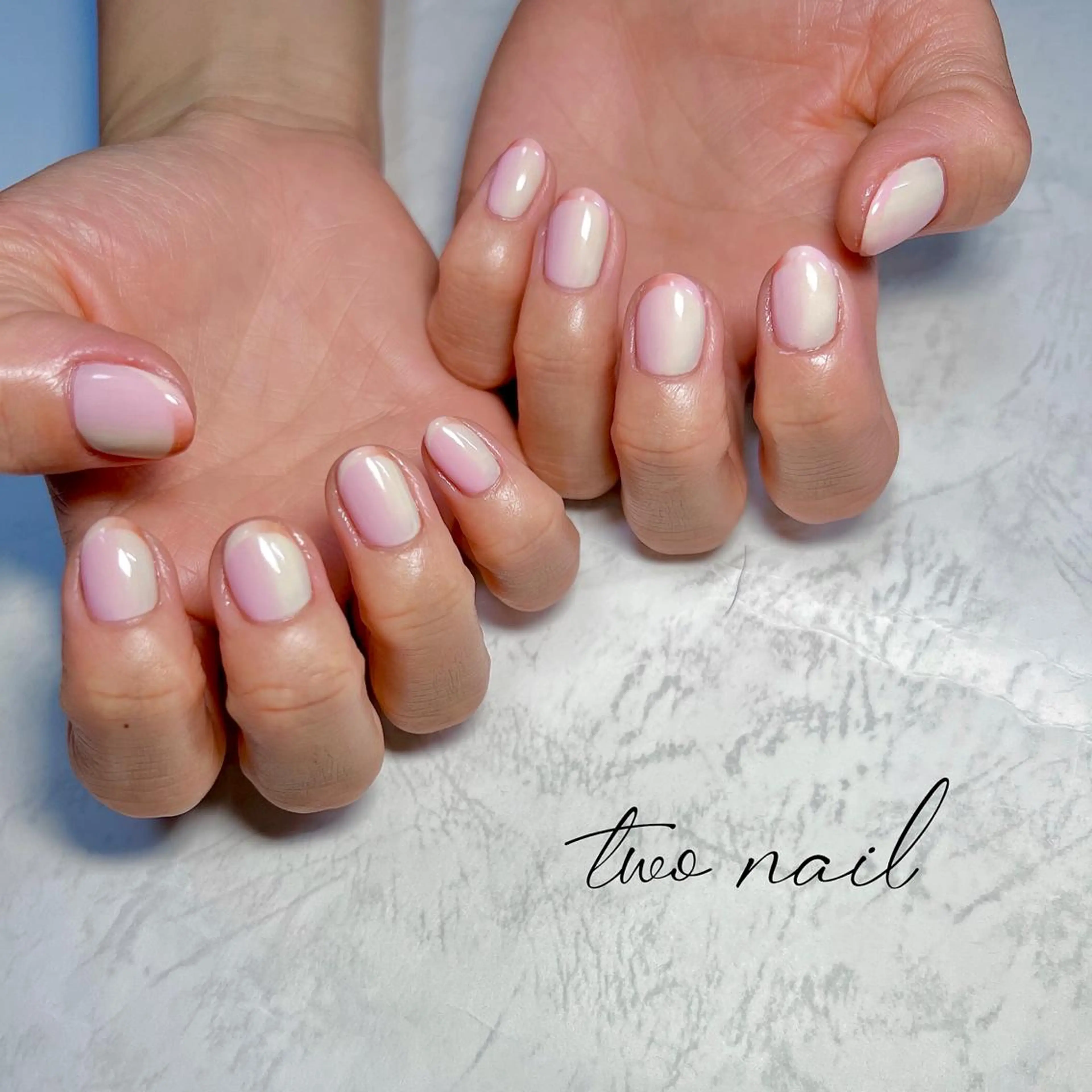 ネイル アートネイル フットネイル ハート ニュアンスネイル ホワイト two nailのネイルデザイン