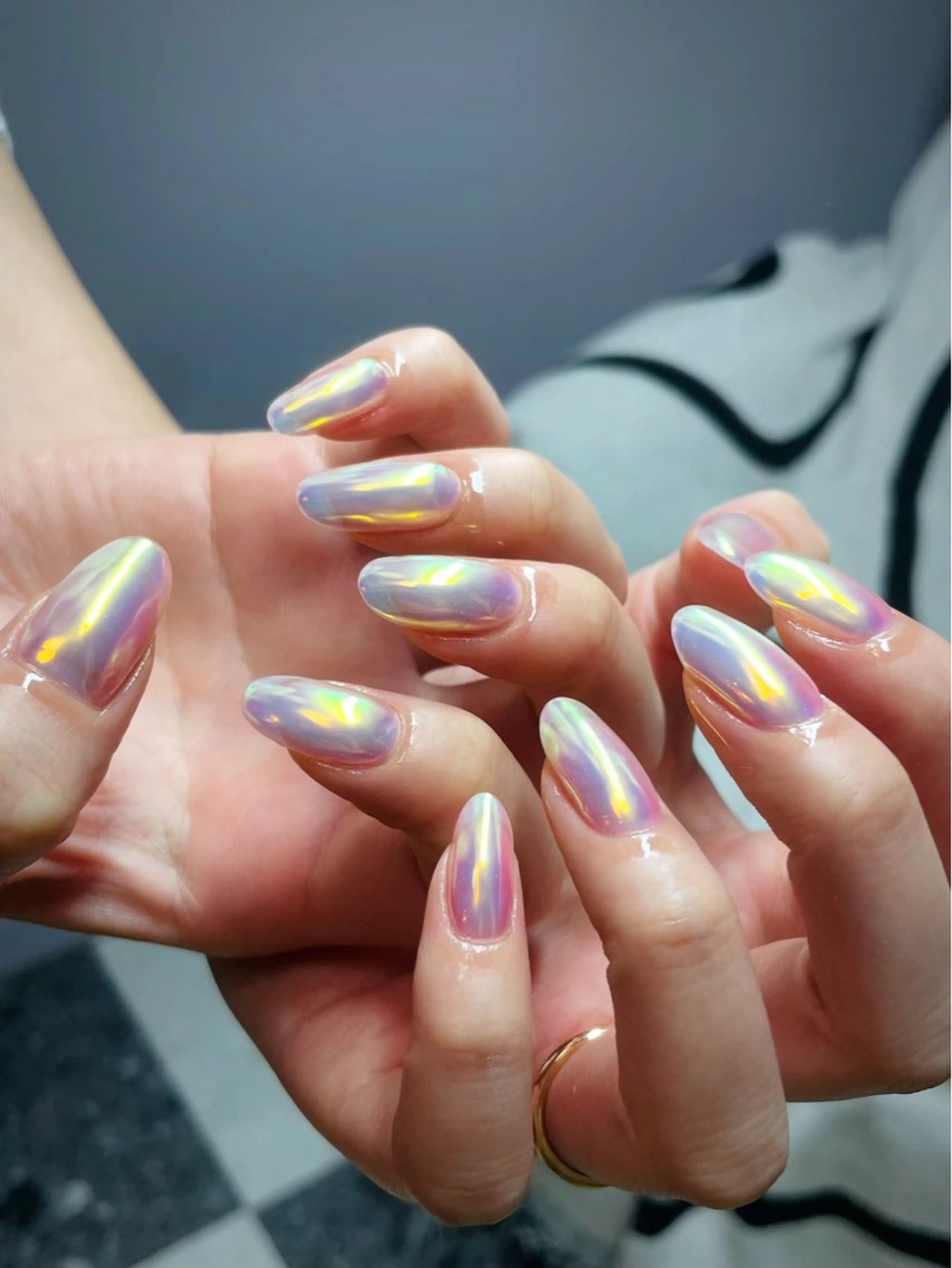 ネイル オーロラネイル ミラーネイル シンプルネイル ハンドネイル posa nail モエミのネイルデザイン