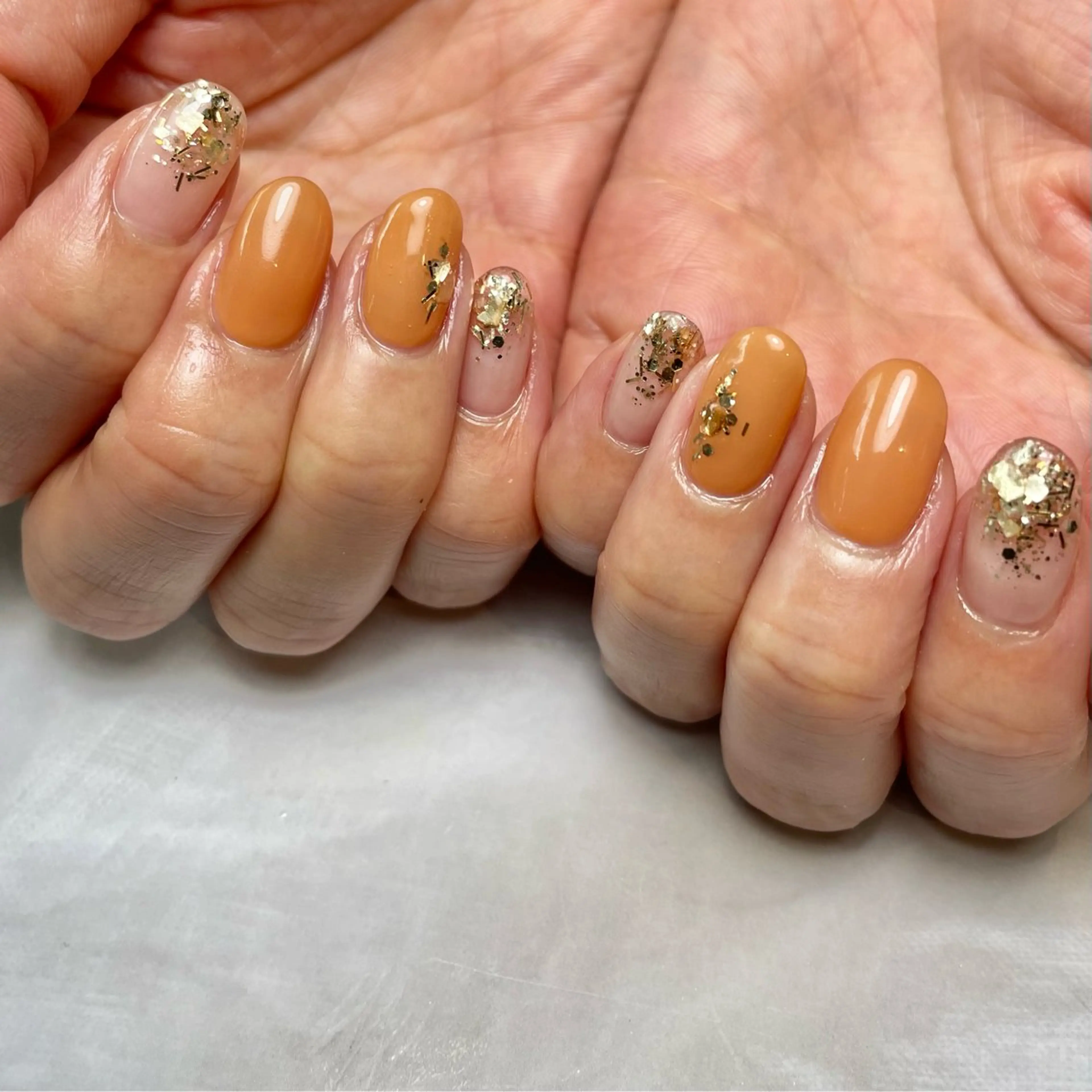 ネイル オレンジ シンプルネイル Reflection marikoのネイルデザイン