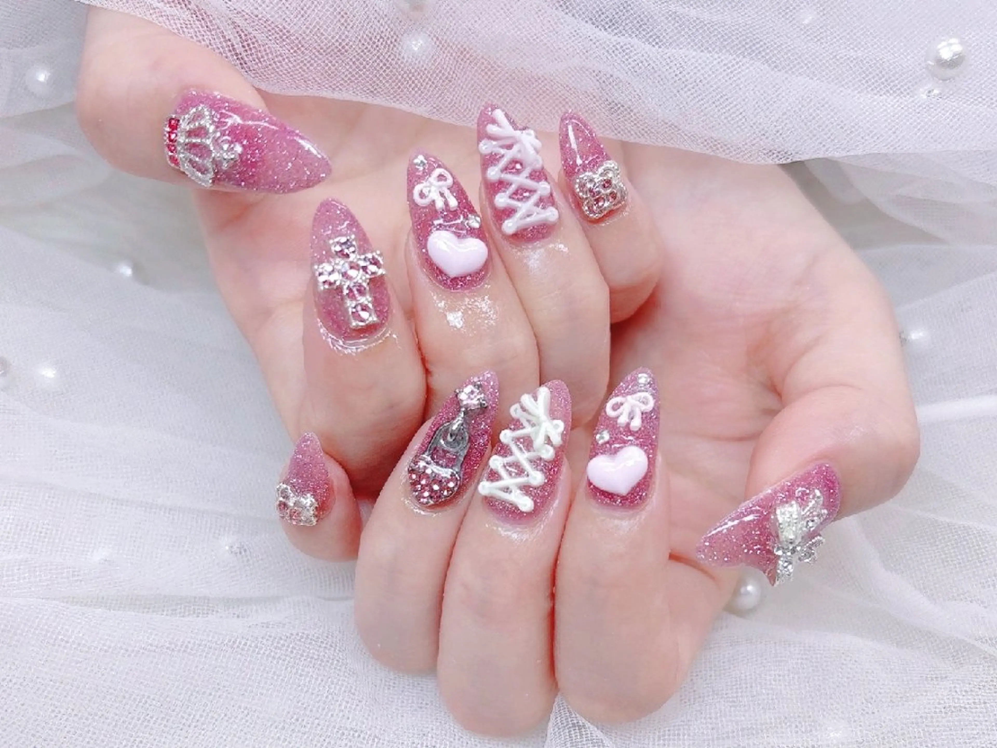 ネイル チークネイル 成人式 長さ出し フラッシュネイル フレンチネイル Chouette Nailのネイルデザイン