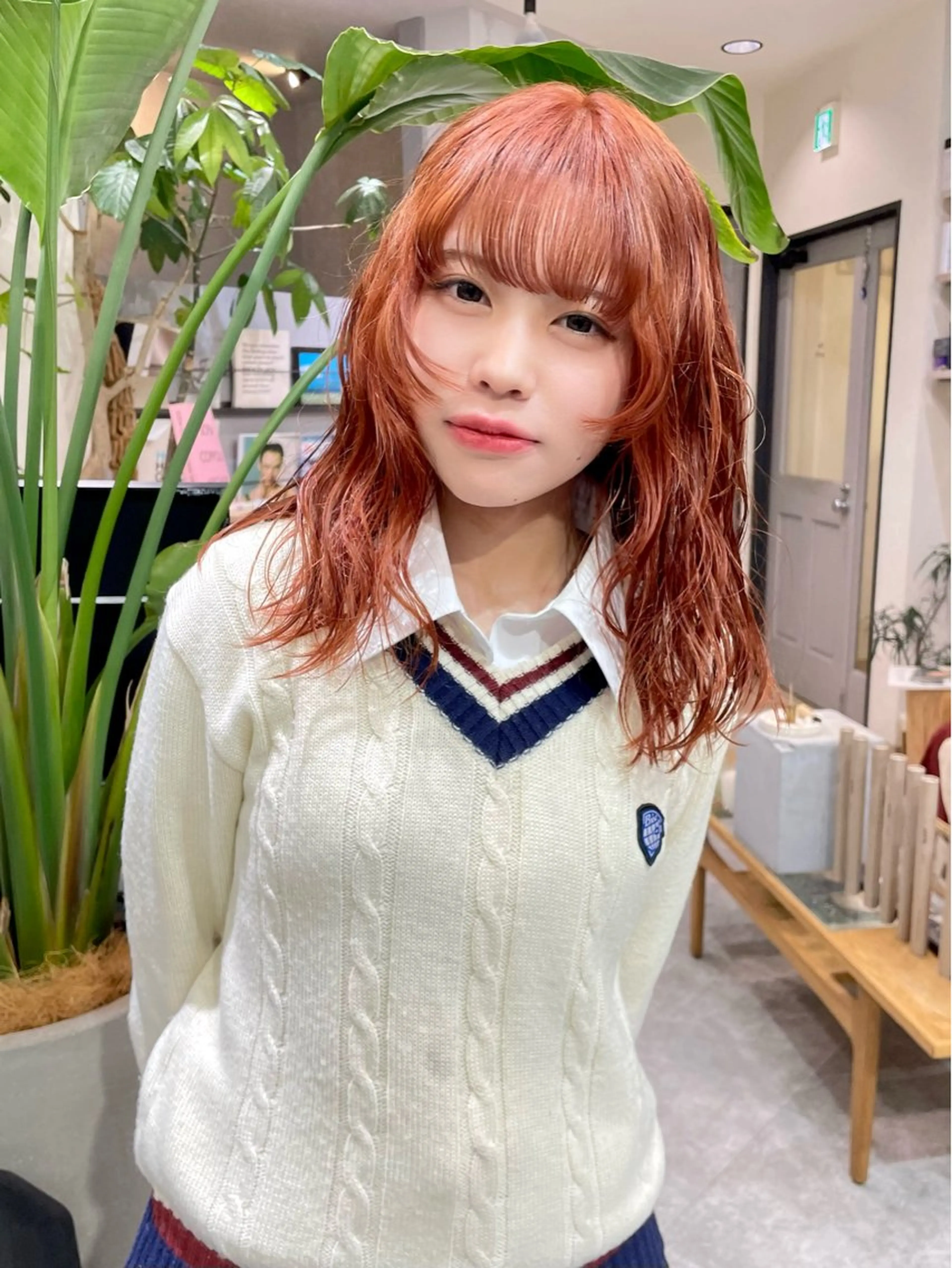 セミロング カラー パーマ セミロングパーマ ブリーチ ブリーチなしカラー カット ヘアカラー パーマ トリートメント カノン/透明感カラー /酸性ストレートのヘアスタイル