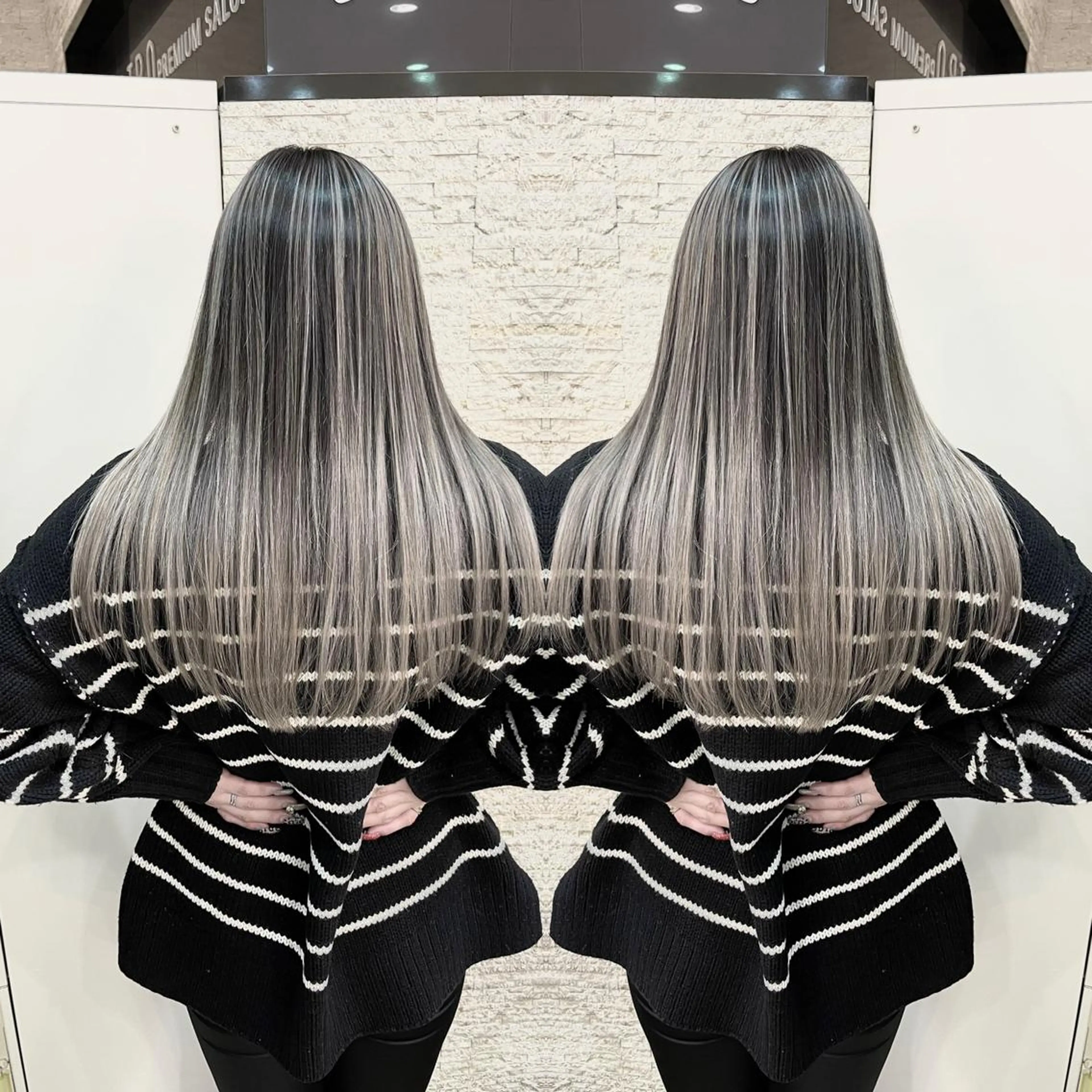 セミロング カット ヘアカラー Y Uのヘアスタイル