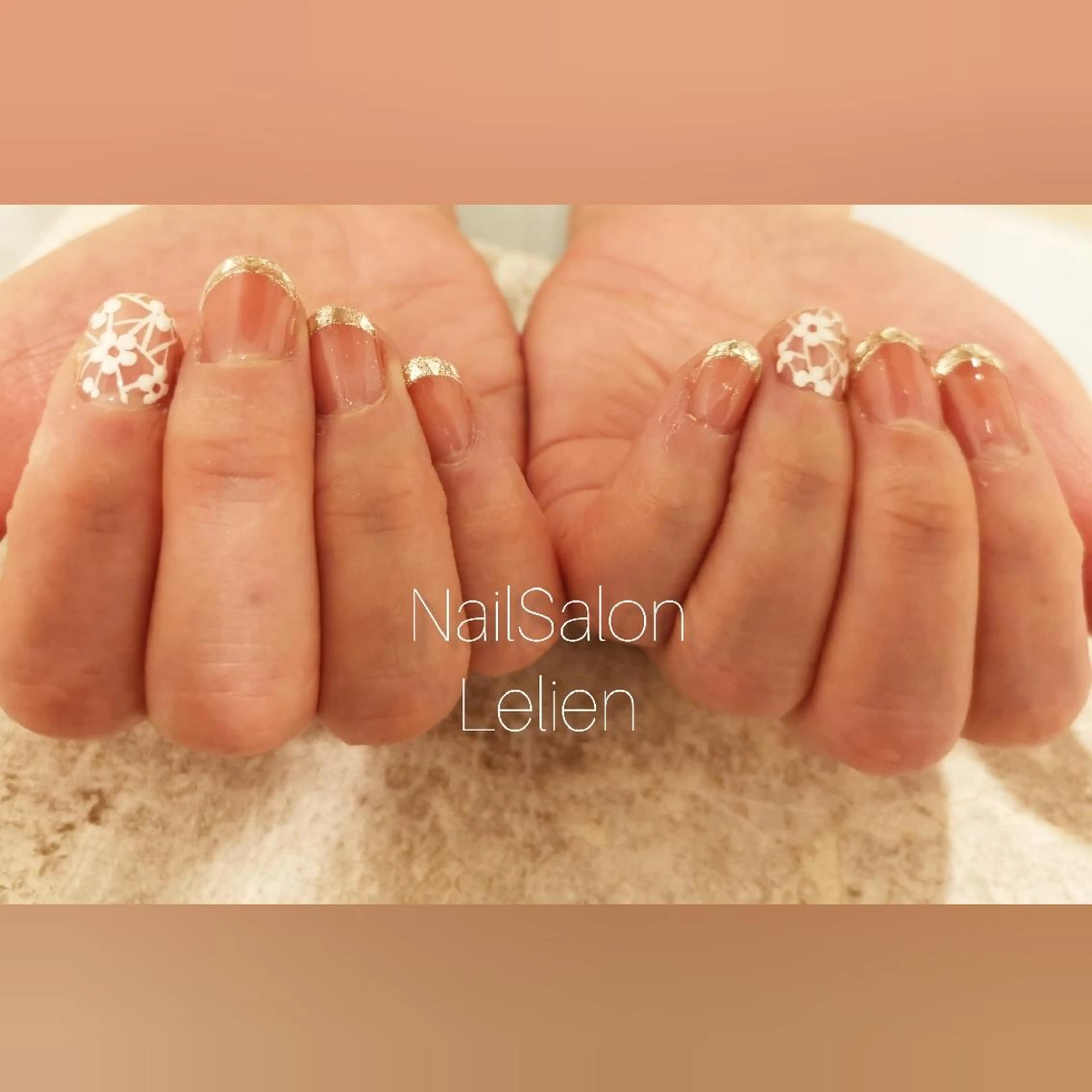 ネイル フラワーネイル フレンチネイル ガラスフレンチ グラデーション キラキラネイル ネイルサロン Lelienルリエのネイルデザイン