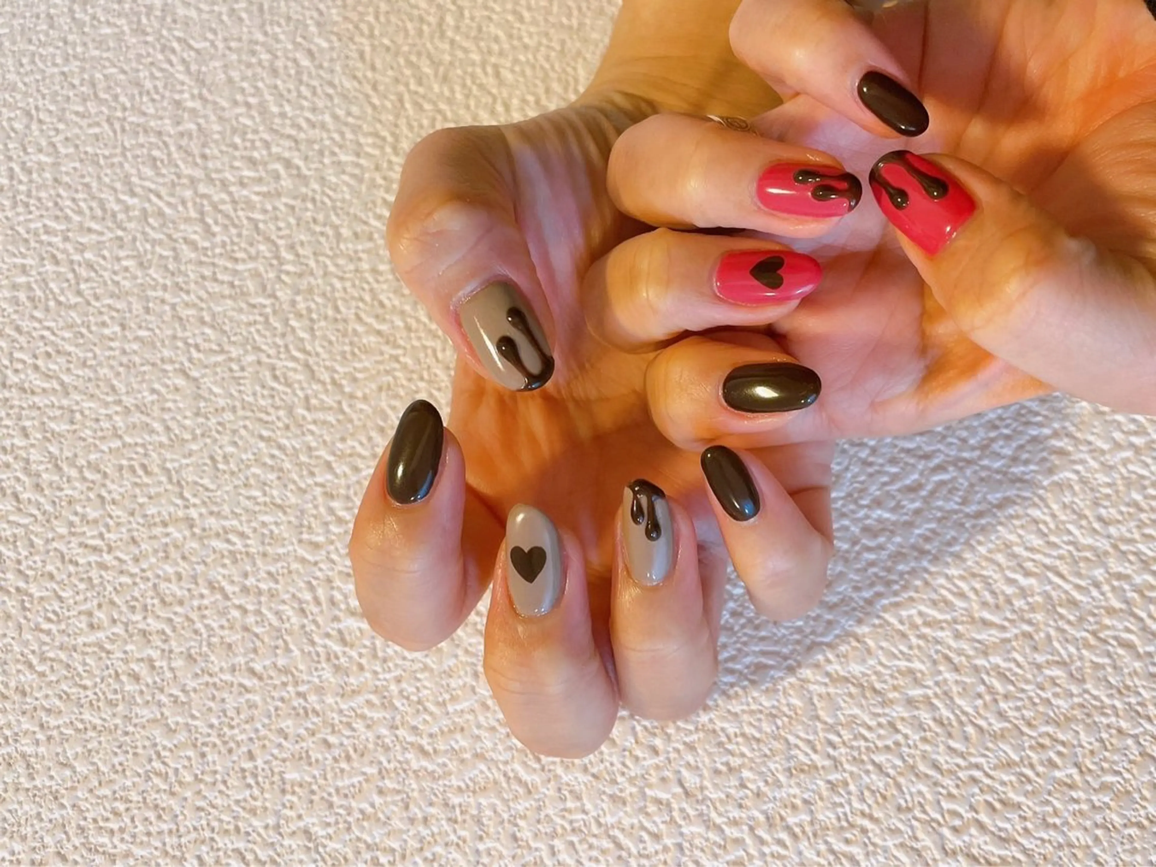 ネイル ジェルネイル 韓国ネイル メンズネイル パラジェル バレンタイン kiki nail たまプラーザのネイルデザイン