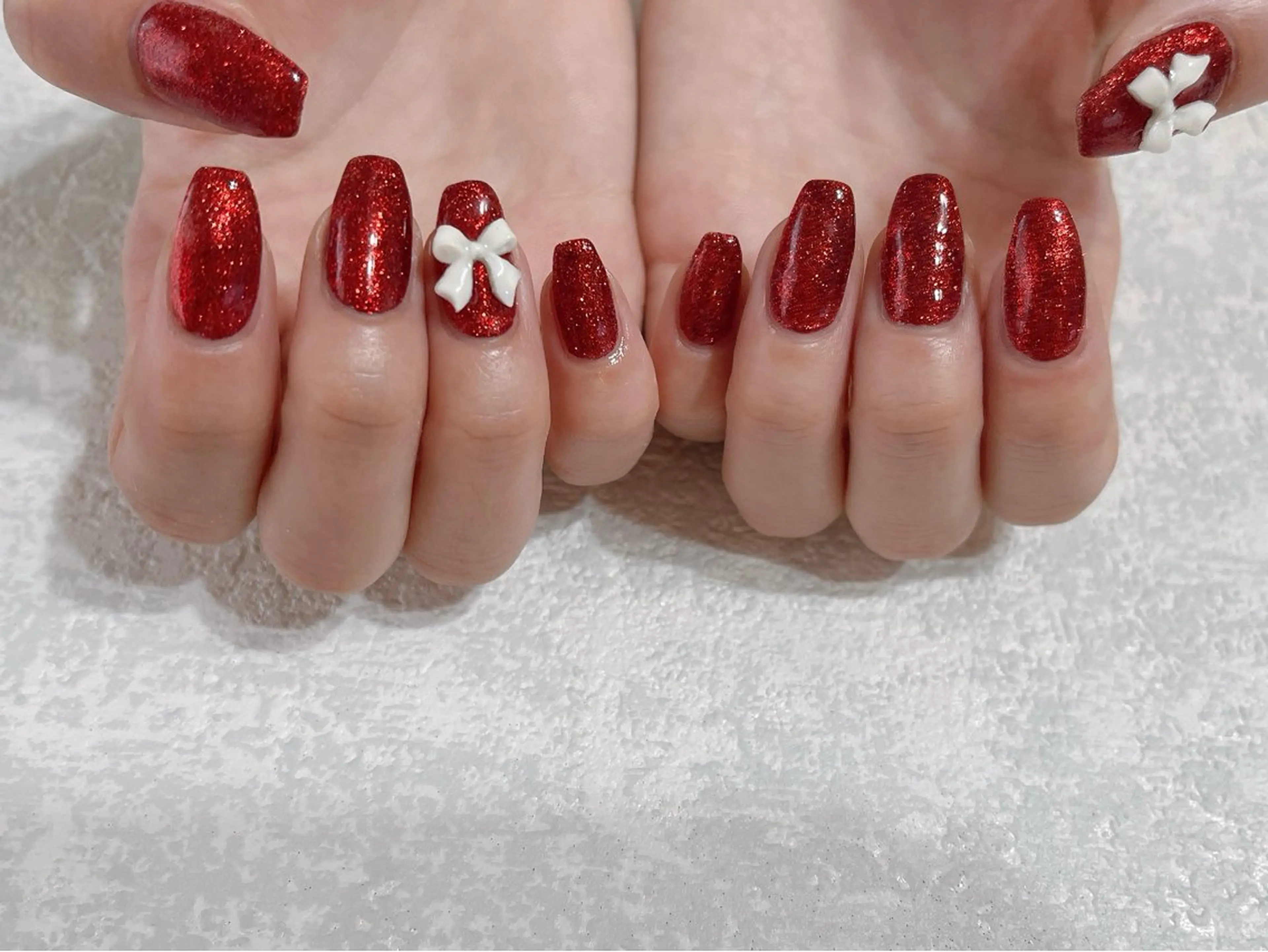 ネイル ジェルネイル 韓国ネイル ラメ(グリッター) パラジェル 赤色 kikinail 溝の口のネイルデザイン