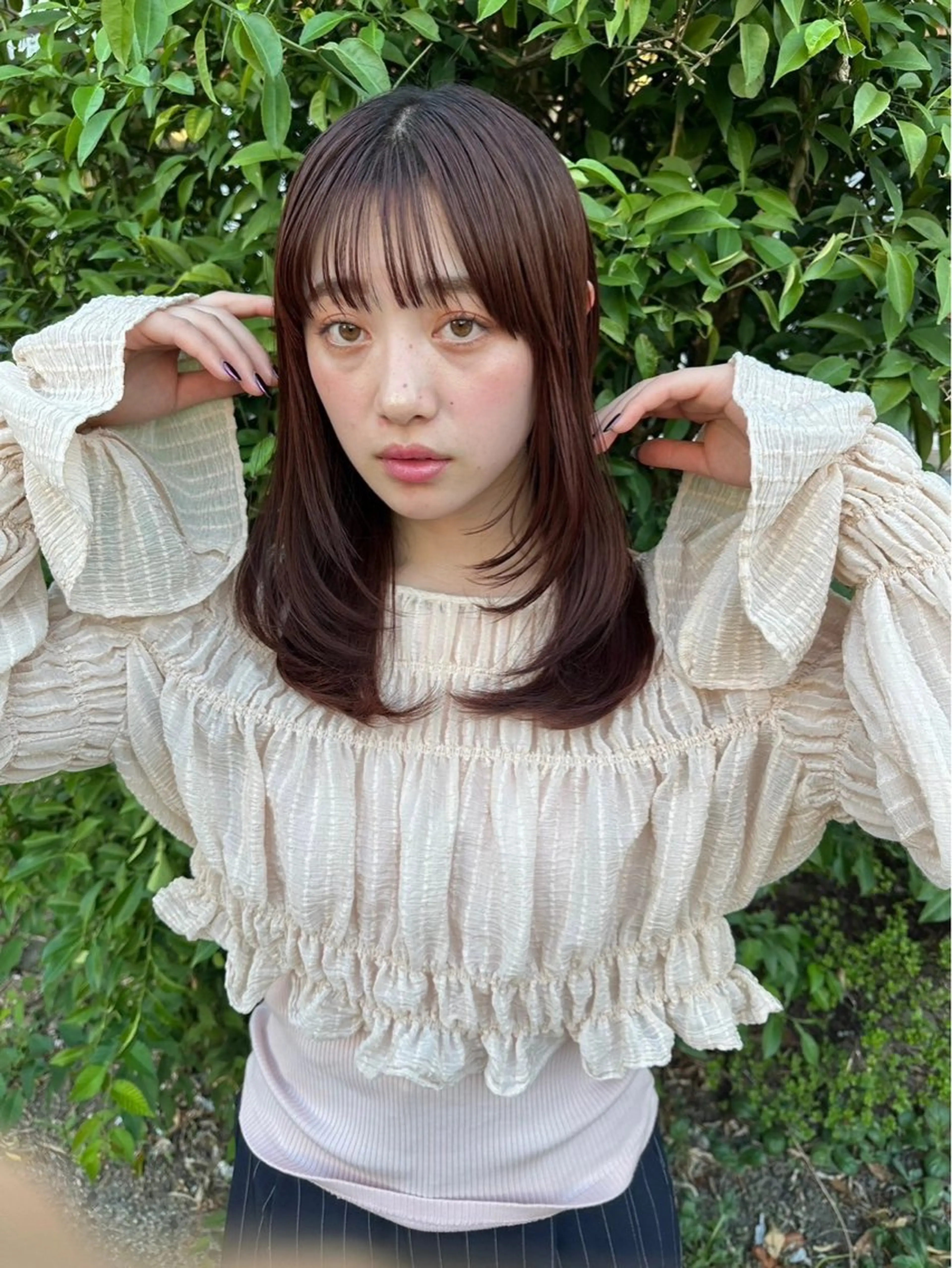 セミロング 艶カラー/フェイス レイヤー/たむのヘアスタイル